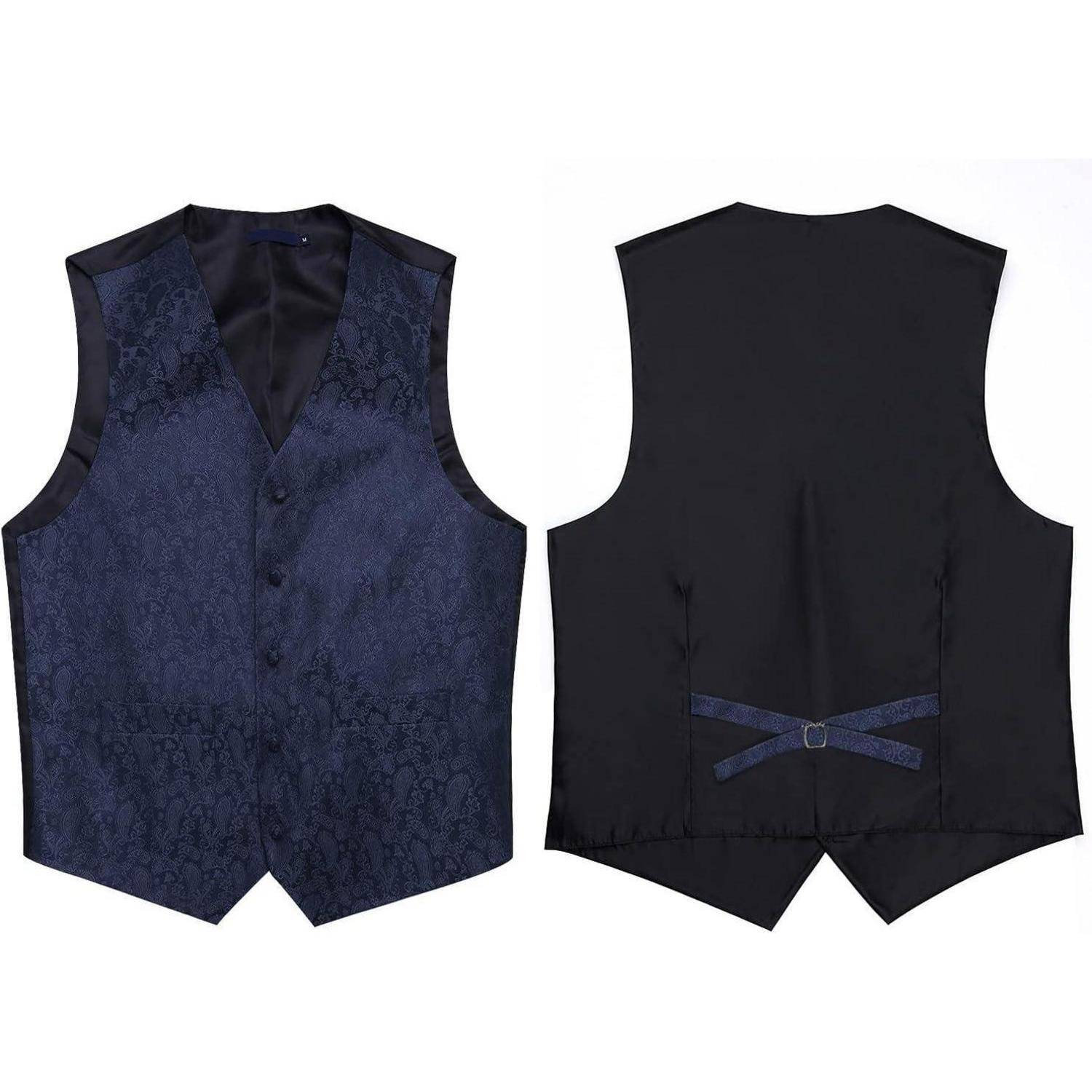 Anzugweste Herren Hochzeit Paisley Krawatte Set Marine-1 XL