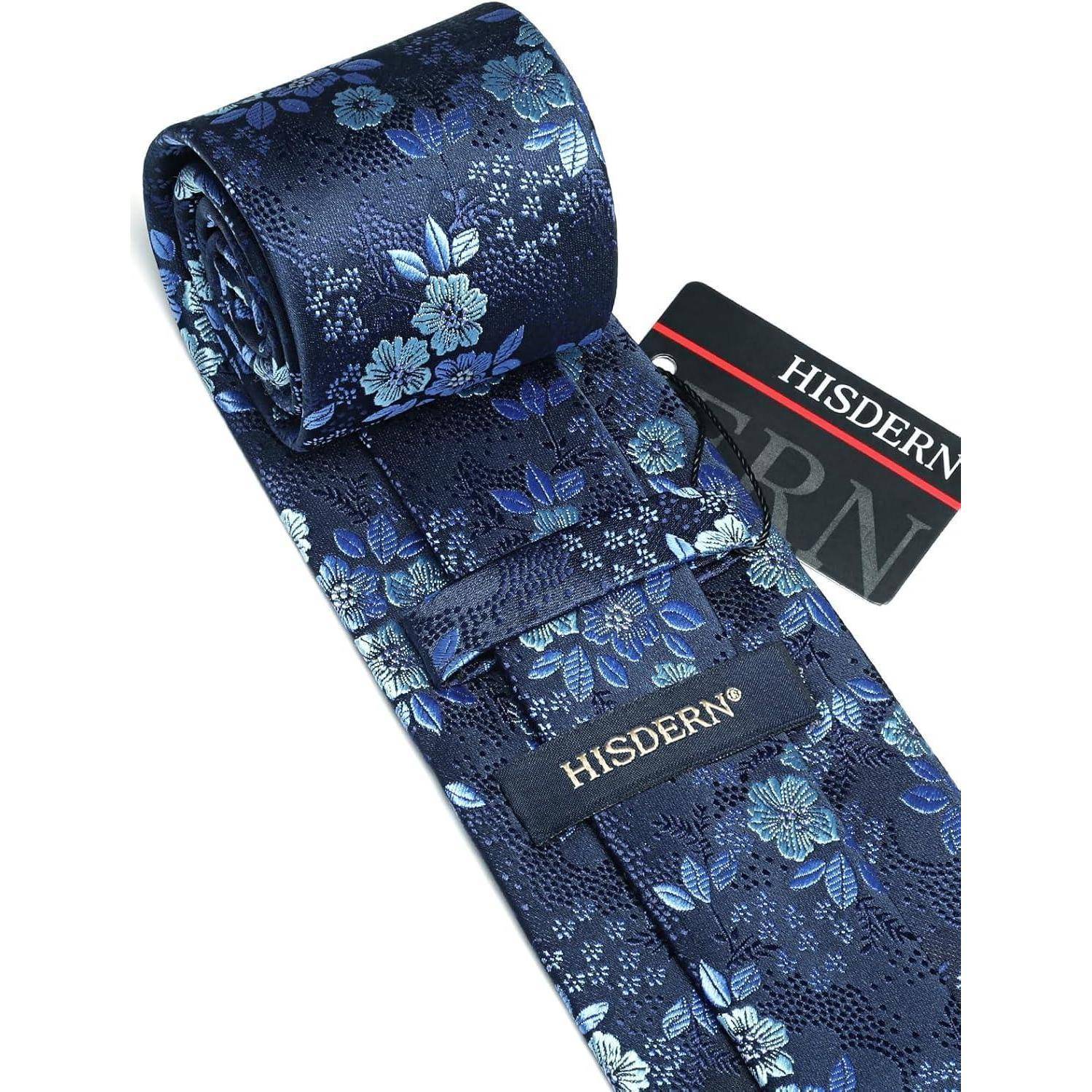 Krawattenset Herren Seide Floral Z-marineblau Einheitsgröße