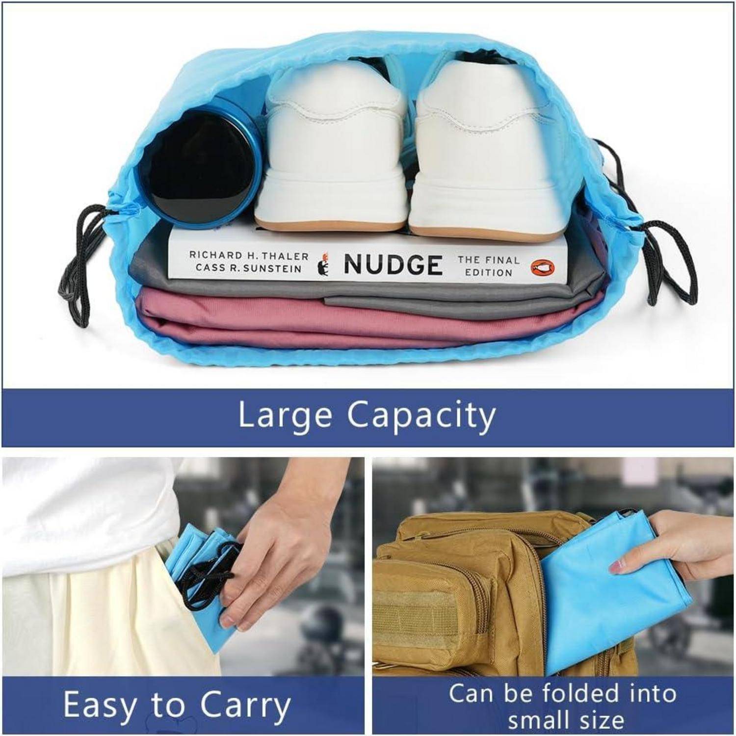 Kordelzugbeutel Wasserdicht Sporttasche Unisex Blau