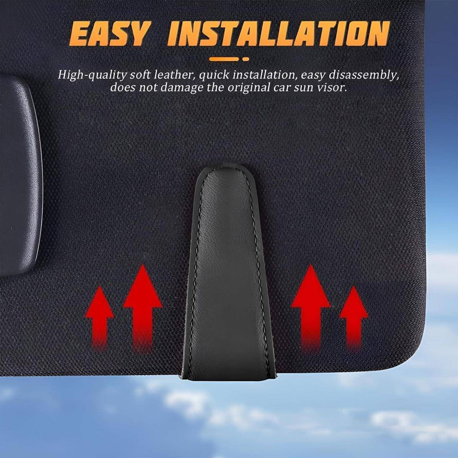 Brillenhalter Auto Sonnenblende Visier Magnet Leder Clip Orange