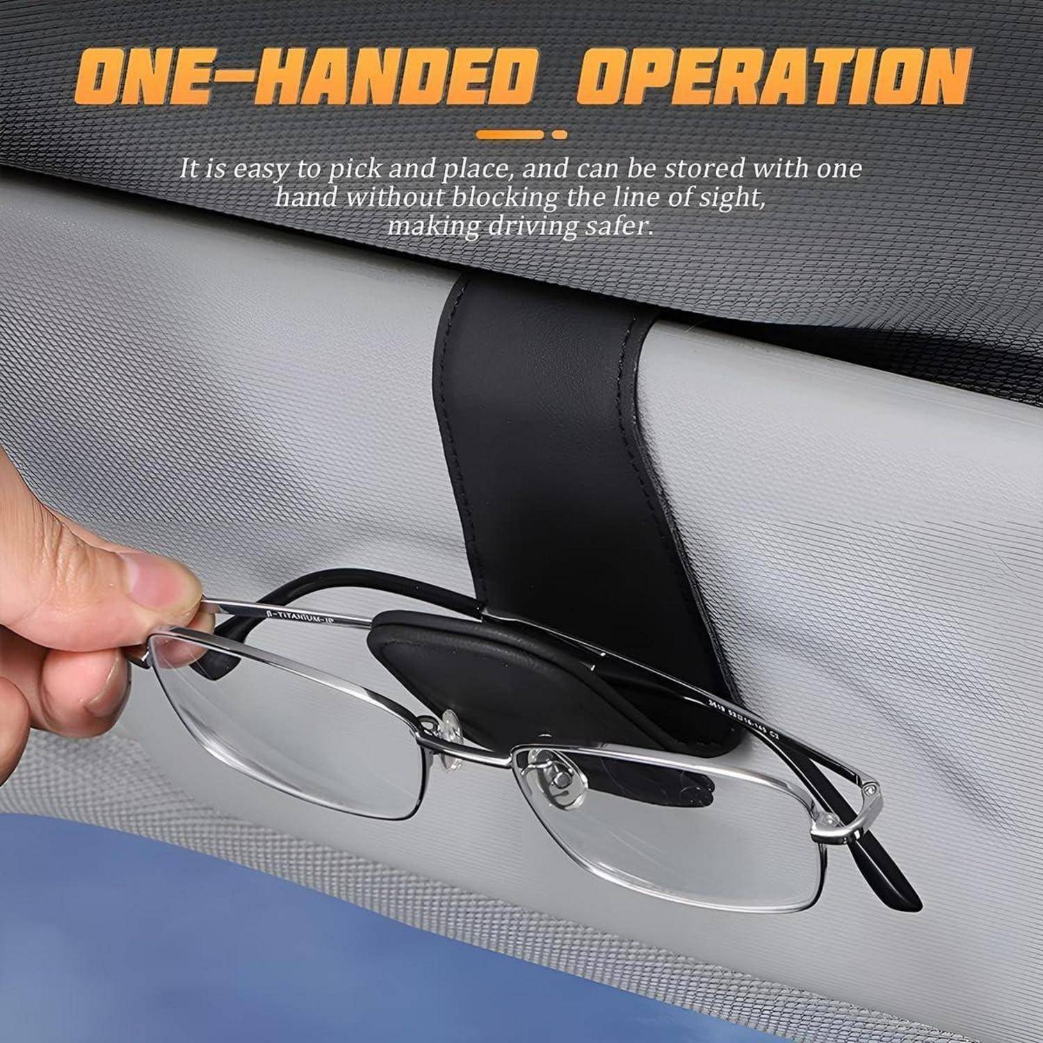 Brillenhalter Auto Sonnenblende Visier Magnet Leder Clip Orange
