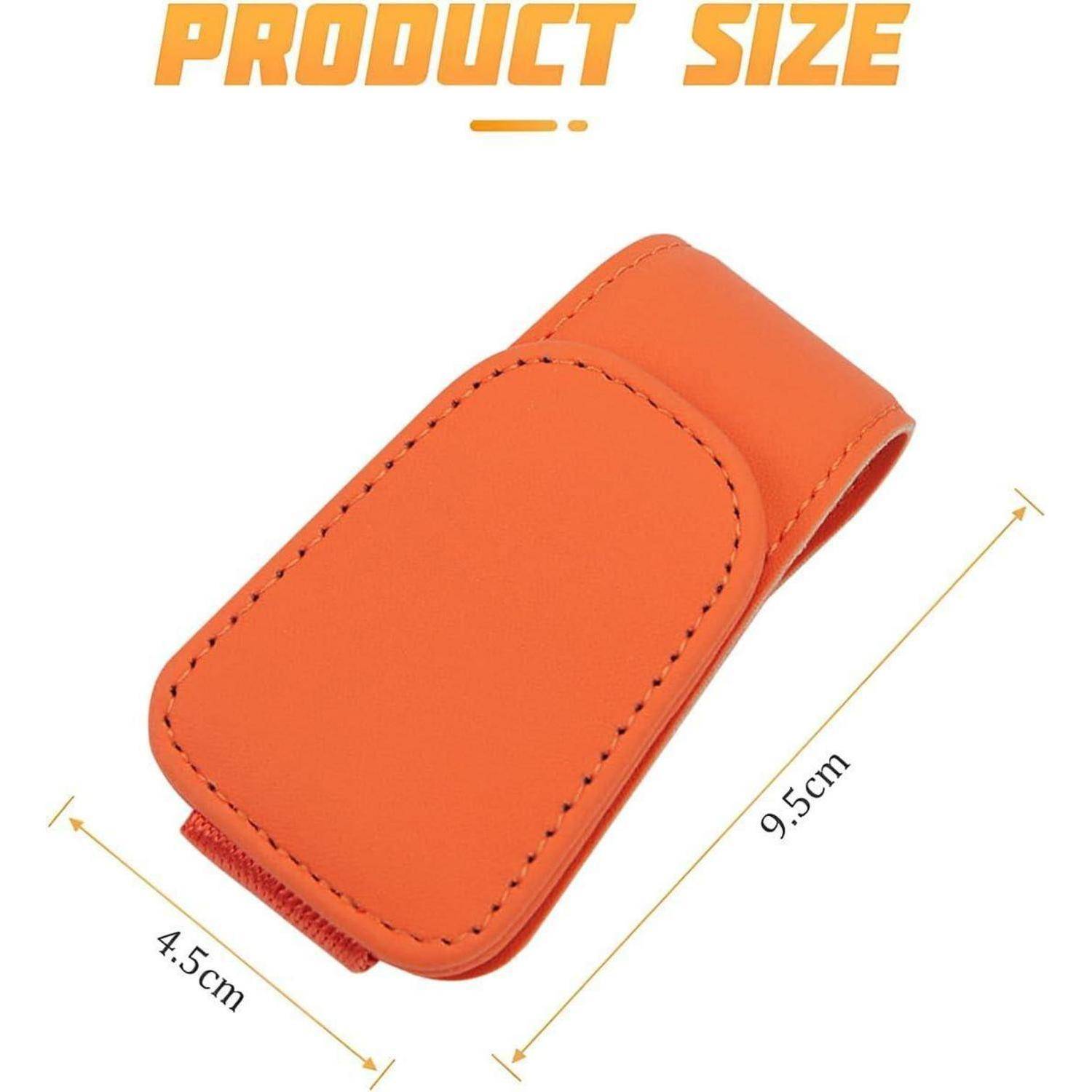 Brillenhalter Auto Sonnenblende Visier Magnet Leder Clip Orange