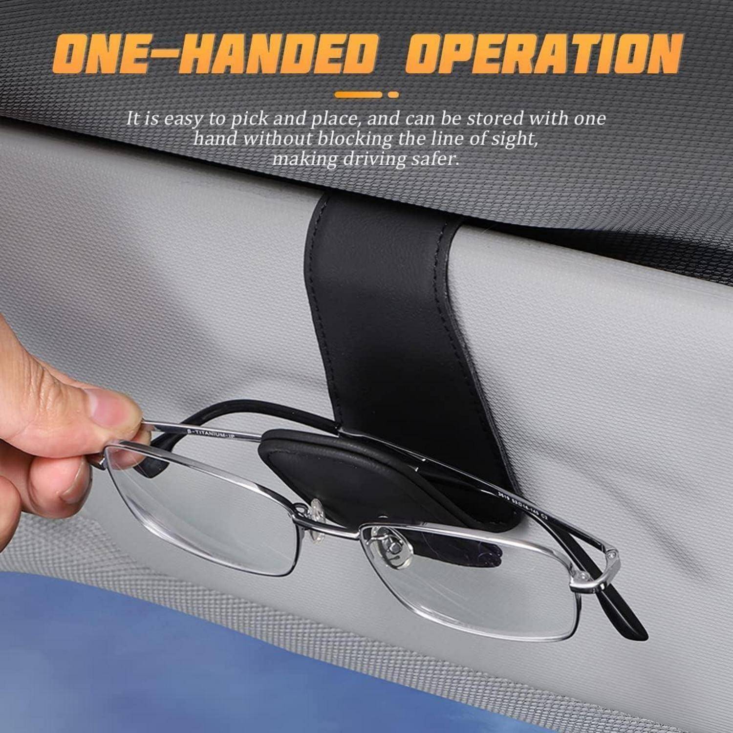 Brillenhalter Auto Sonnenblende Visier Magnet Leder Clip Grau