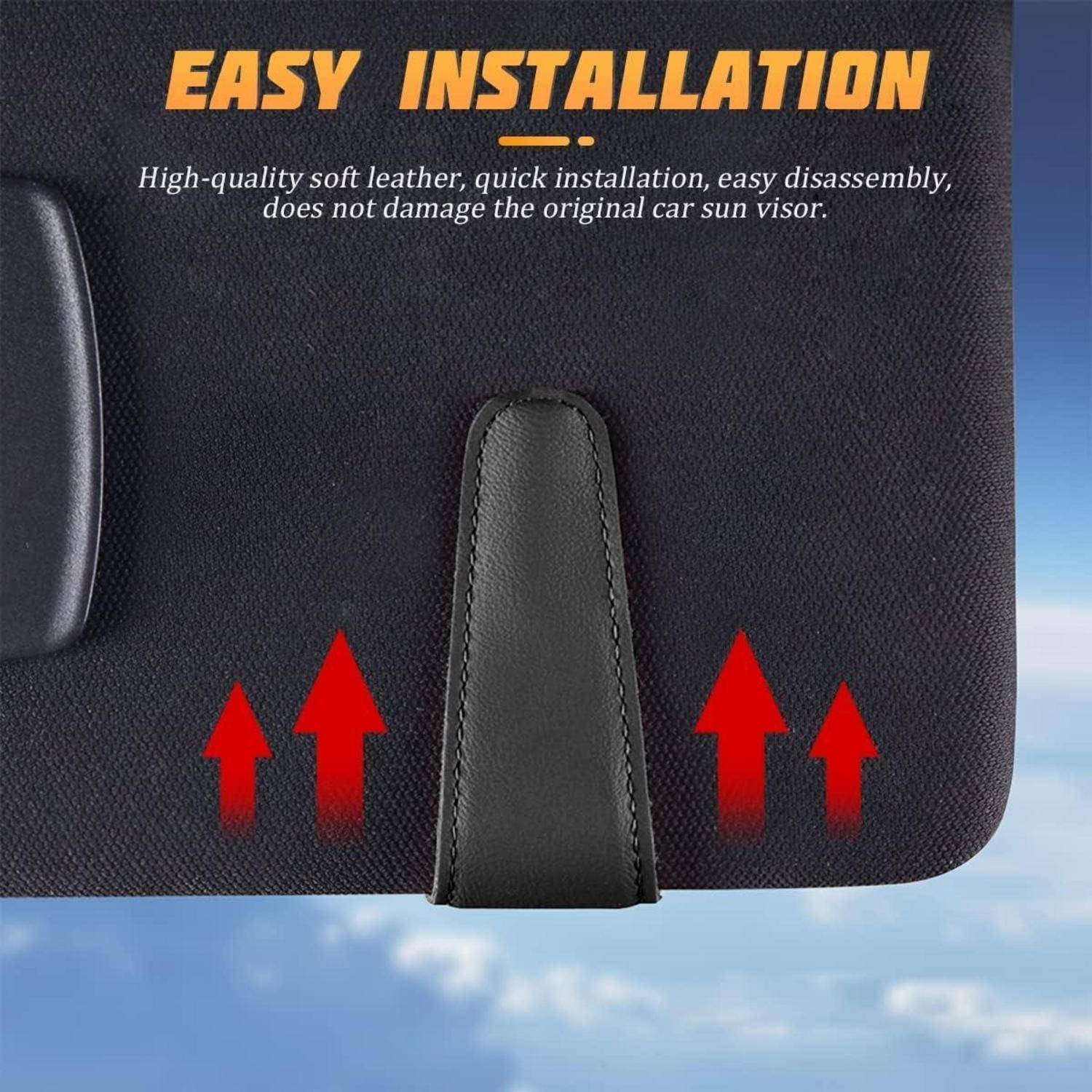 Brillenhalter Auto Sonnenblende Visier Magnet Leder Clip Grau
