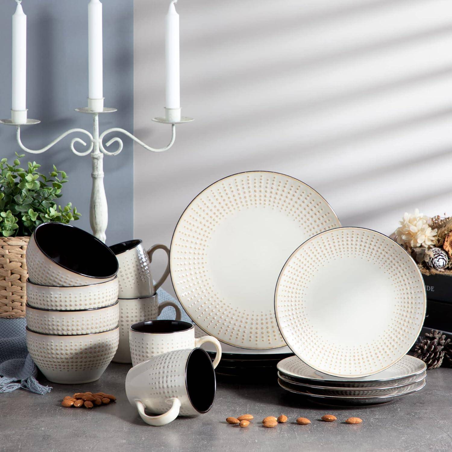 Kombiservice Steinzeug 16teilig 16-teiliges Tafelservice Guto-beige