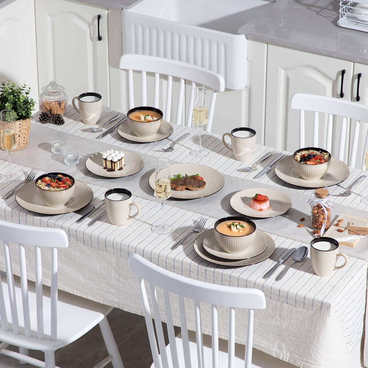 Kombiservice Steinzeug 16teilig 16-teiliges Tafelservice Guto-beige