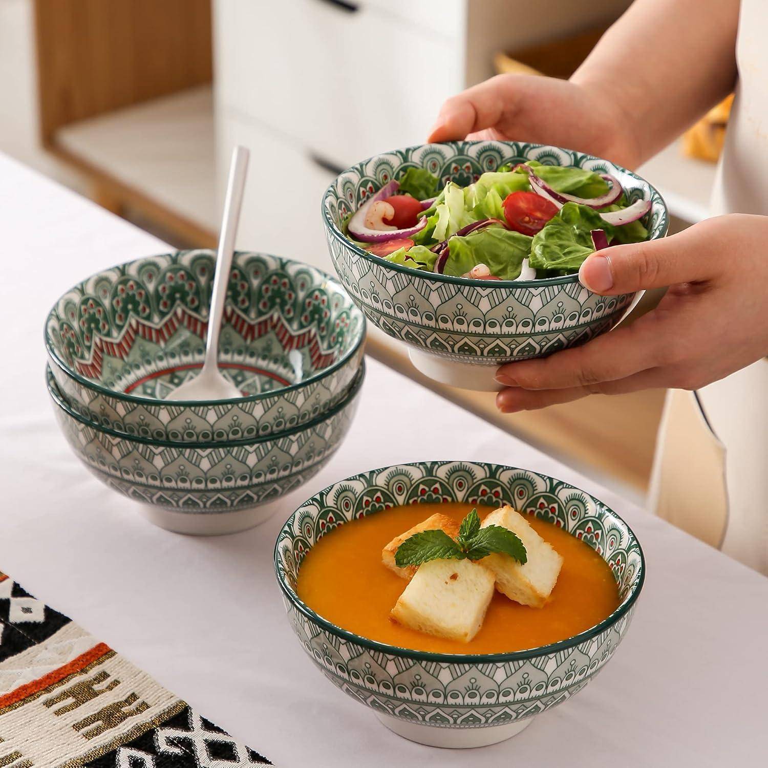 Müslischalen Porzellan Mandala 4er Set Dessert Schüsseln (4x) Grün
