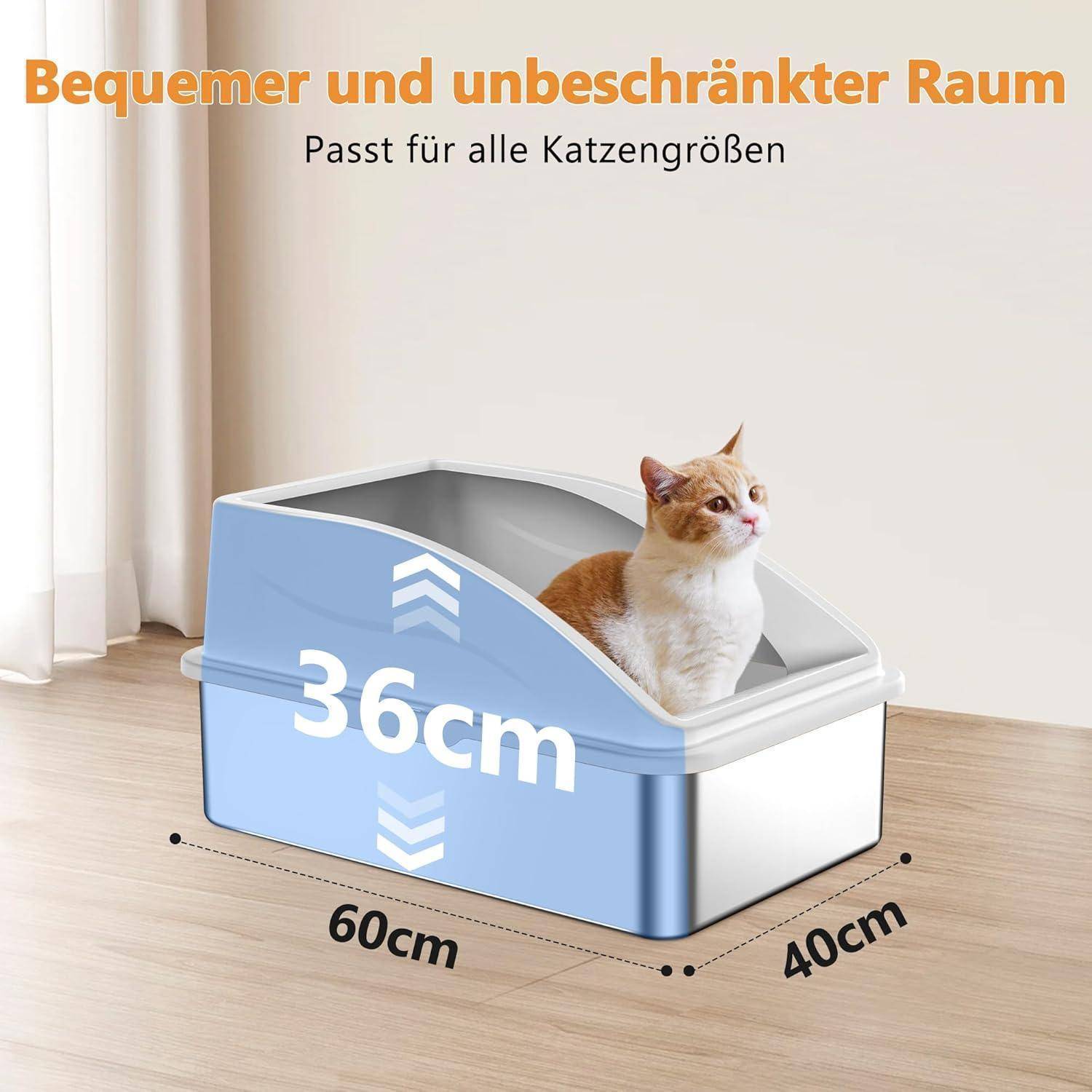 Katzenklo Edelstahl 42L XXL Extra großes Fassungsvermögen Silbergrau