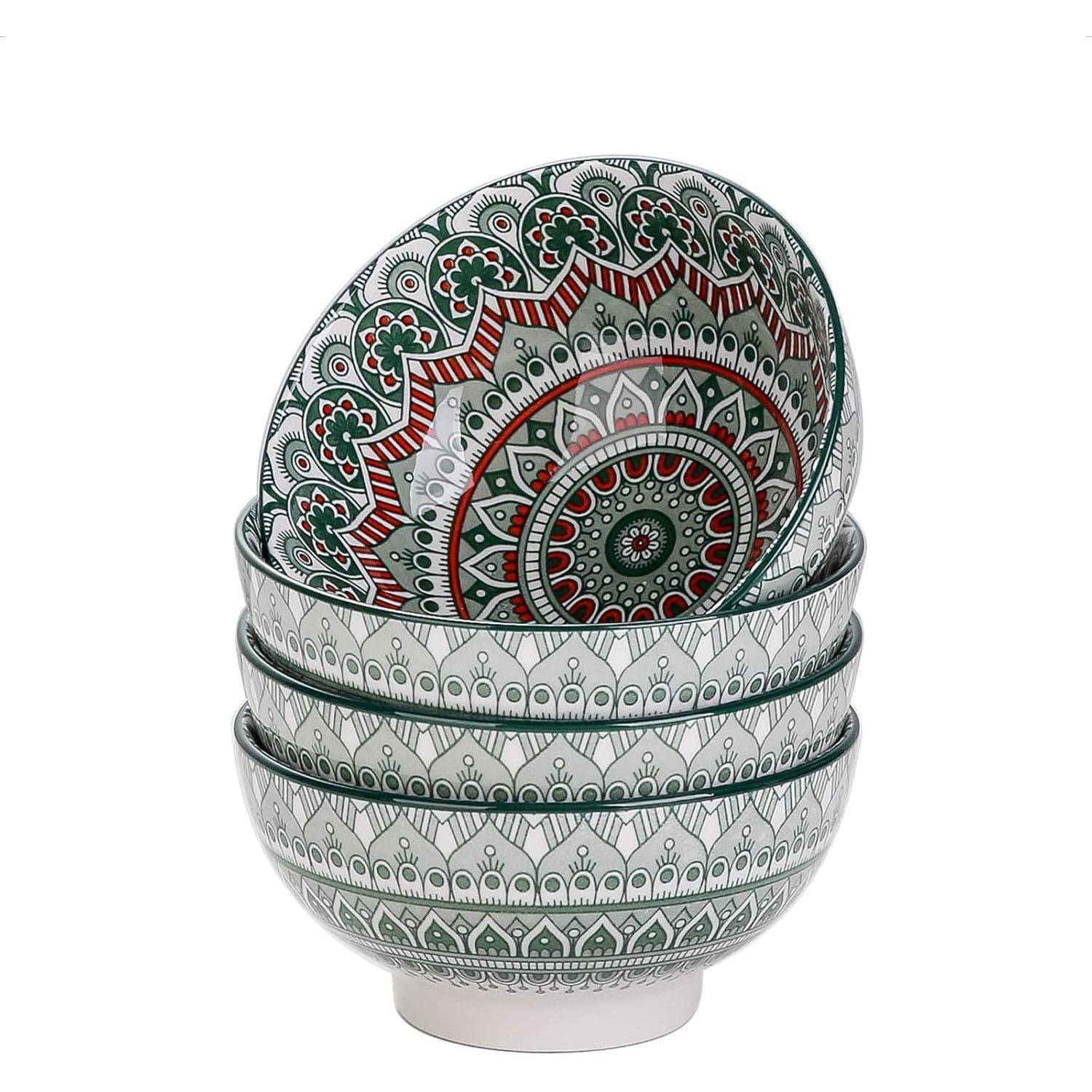Müslischalen Porzellan Mandala 4er Set Dessert Schüsseln (4x) Grün