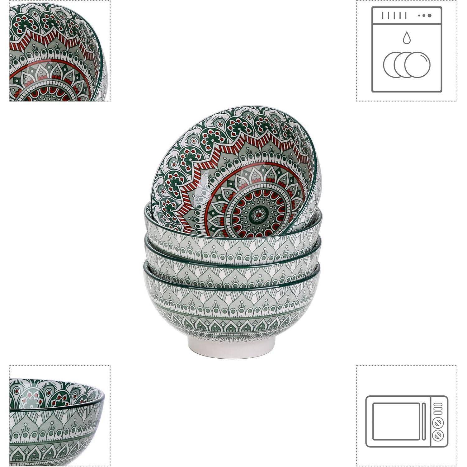 Müslischalen Porzellan Mandala 4er Set Dessert Schüsseln (4x) Grün