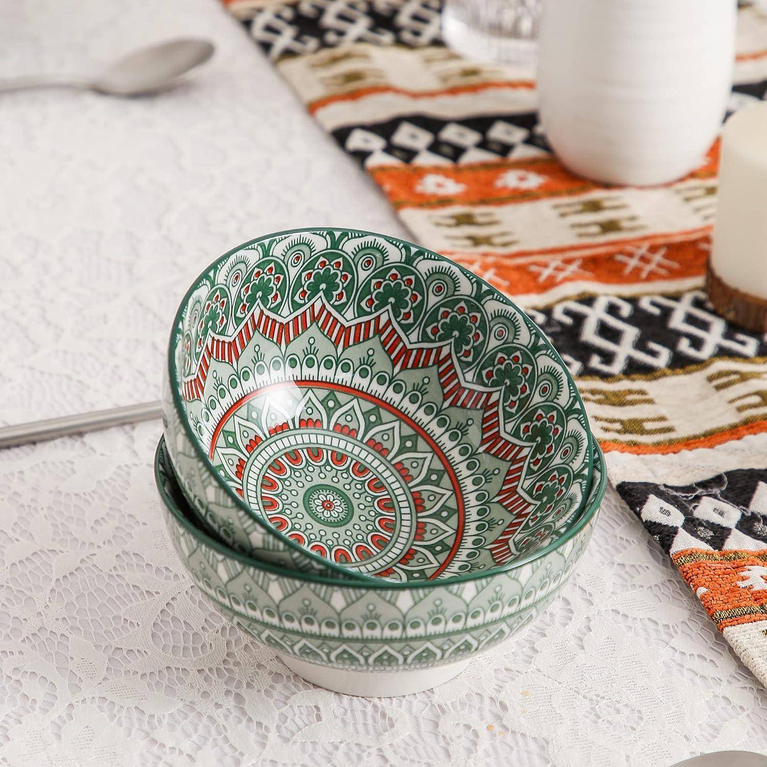 Müslischalen Porzellan Mandala 4er Set Dessert Schüsseln (4x) Grün