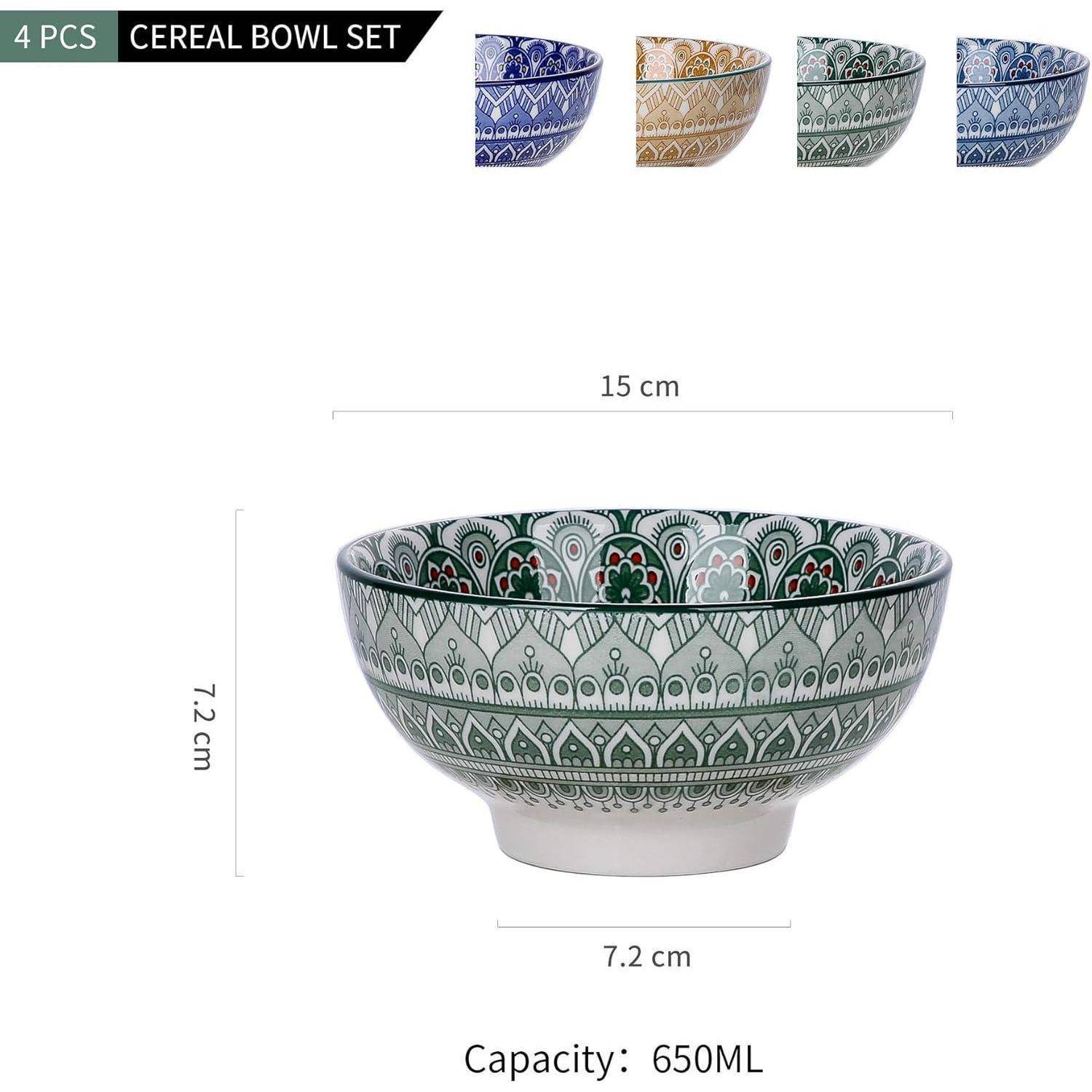 Müslischalen Porzellan Mandala 4er Set Dessert Schüsseln (4x) Grün
