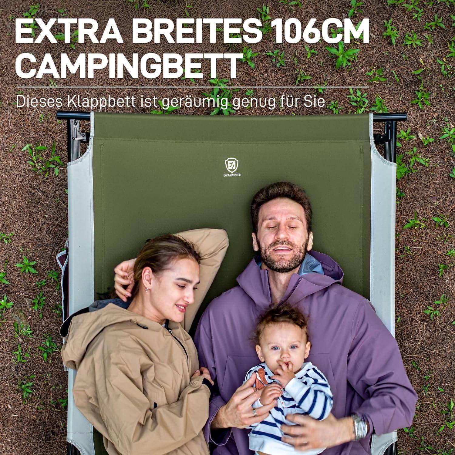 Feldbett Klappbar XXL 214x106cm 300kg Belastbar Camping Grün