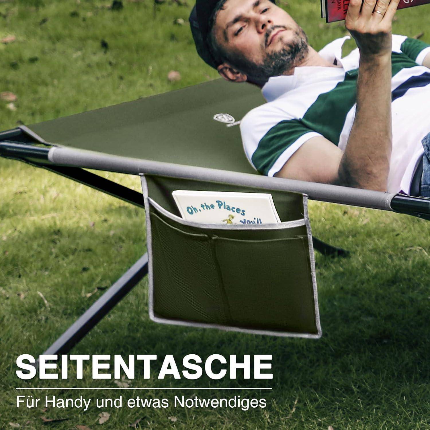 Feldbett Klappbar XXL 214x106cm 300kg Belastbar Camping Grün
