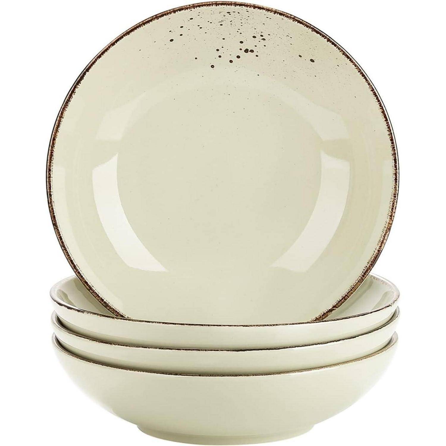 Suppenteller Tiefteller 4teilig Steingut 4 pièces Beige