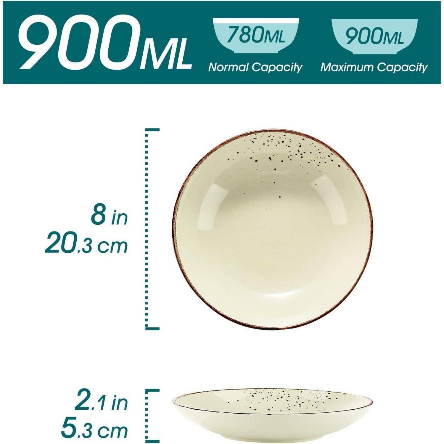 Suppenteller Tiefteller 4teilig Steingut 4 pièces Beige