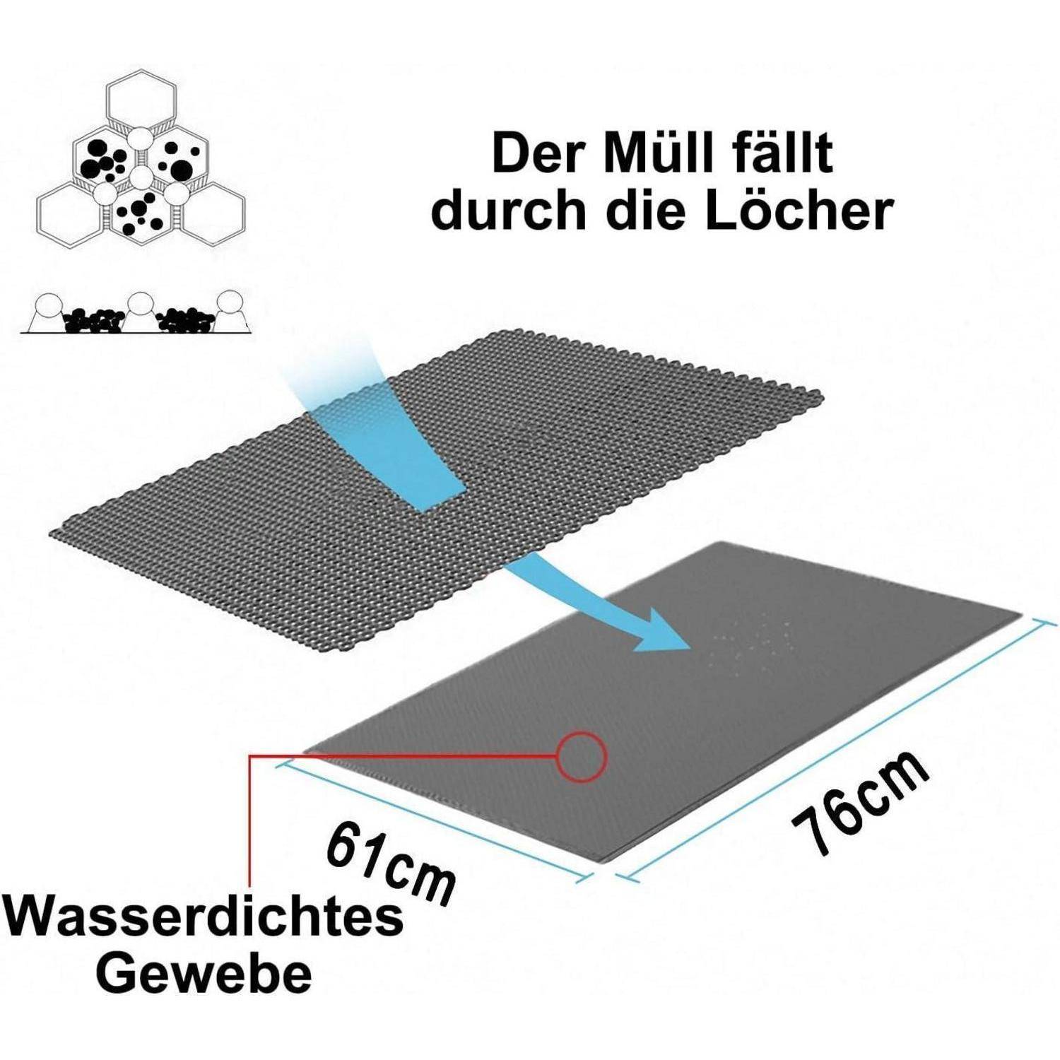 Katzenklo Matte Bienenwabe Doppelschicht Wasserdicht Grau 76 61CM
