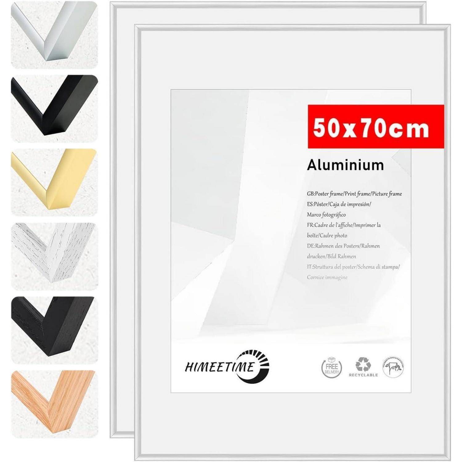 Bilderrahmen 50x70 Metall Fotorahmen Poster Alu Silber 50x70cm 2x