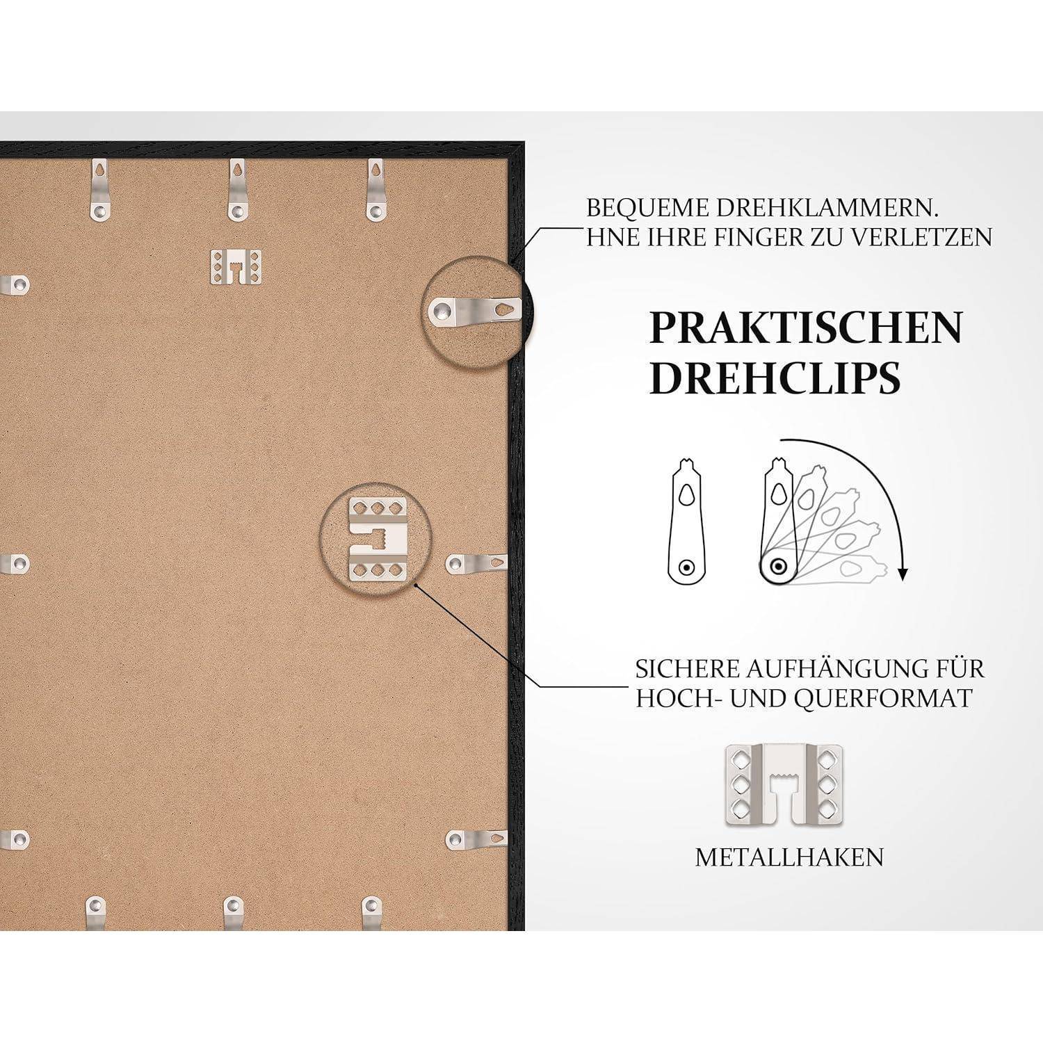 Bilderrahmen Passepartout 30x40cm Eiche Holz Schwarz 40x60cm 1x