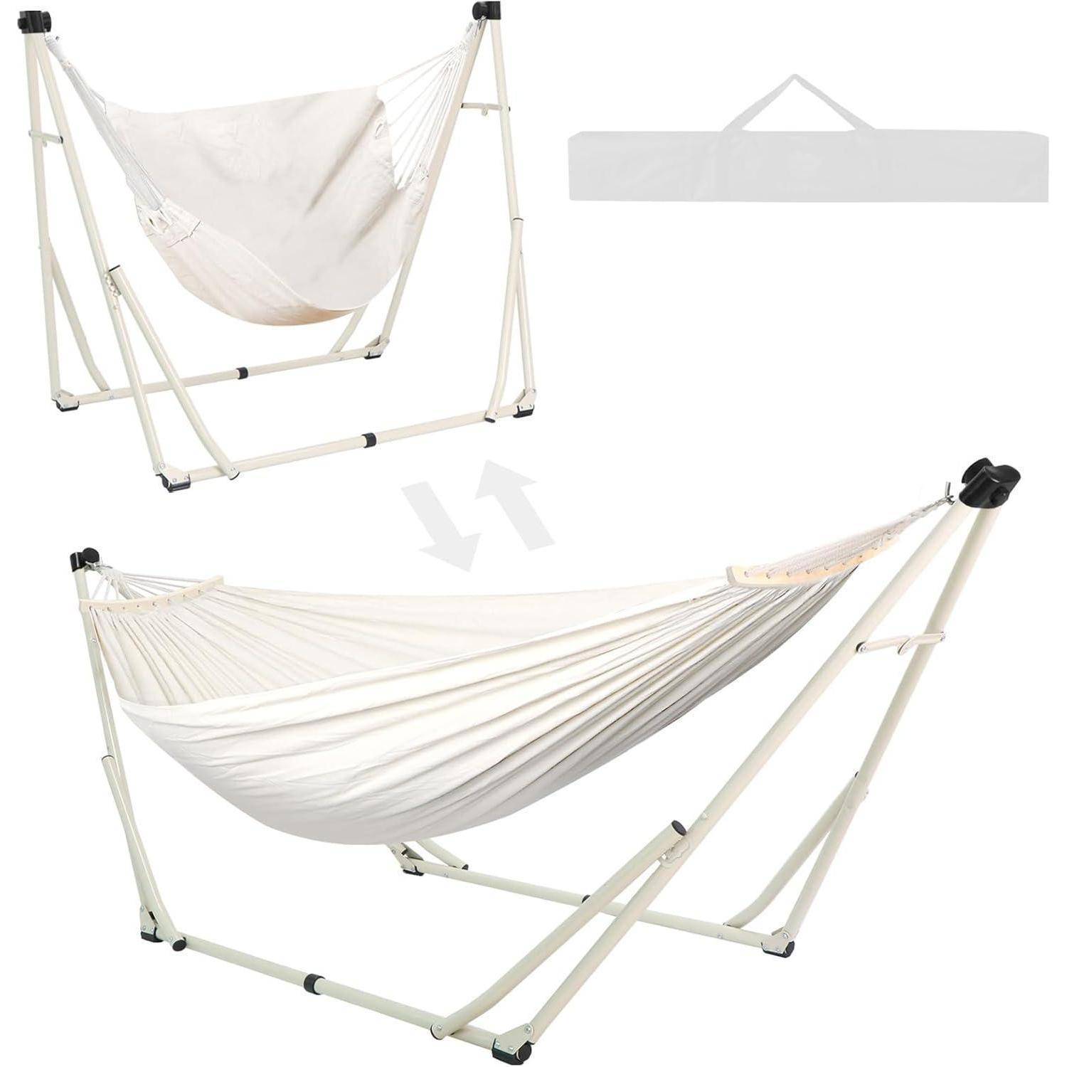 Hängematte Hängemattengestell klappbar Outdoor Camping Beige