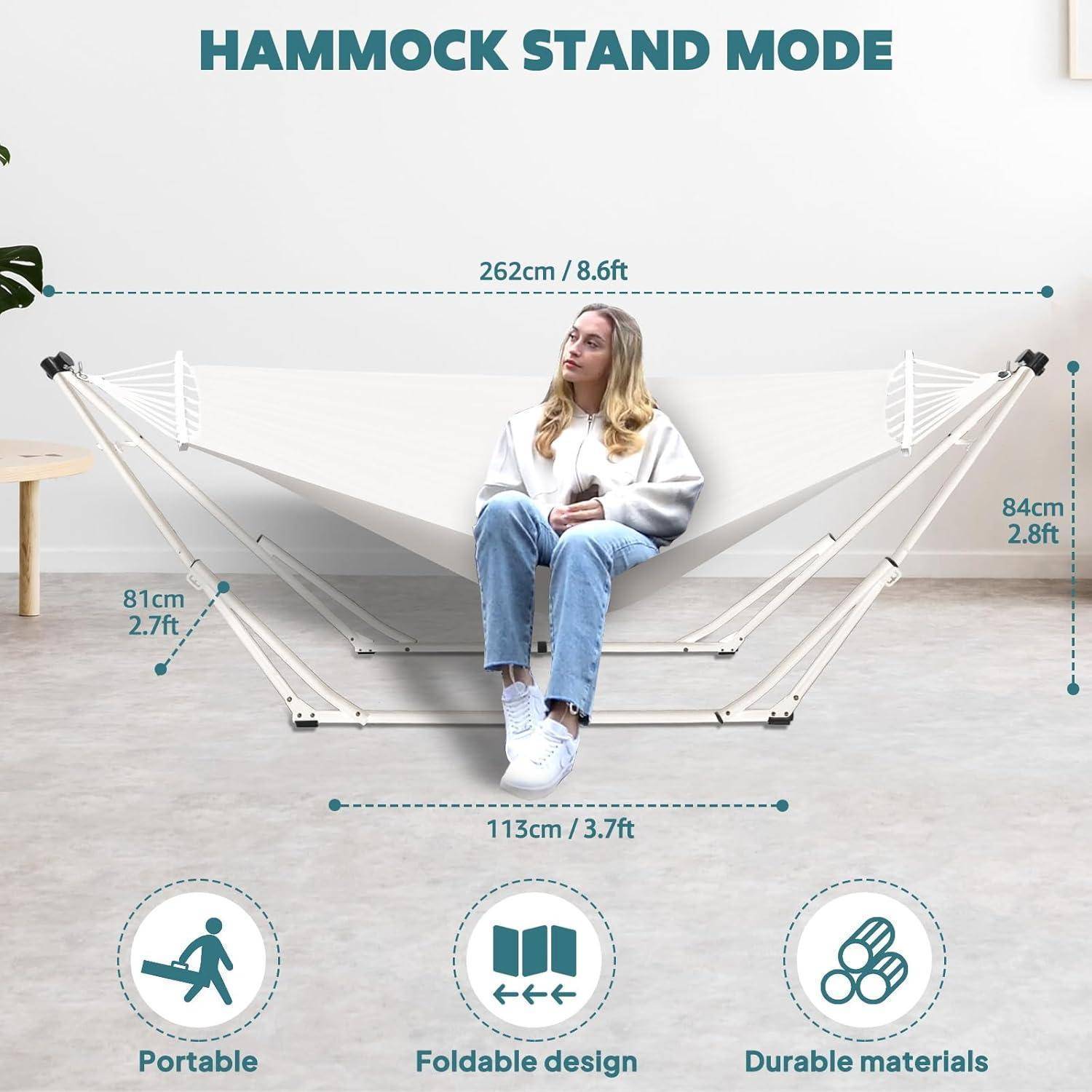 Hängematte Hängemattengestell klappbar Outdoor Camping Beige
