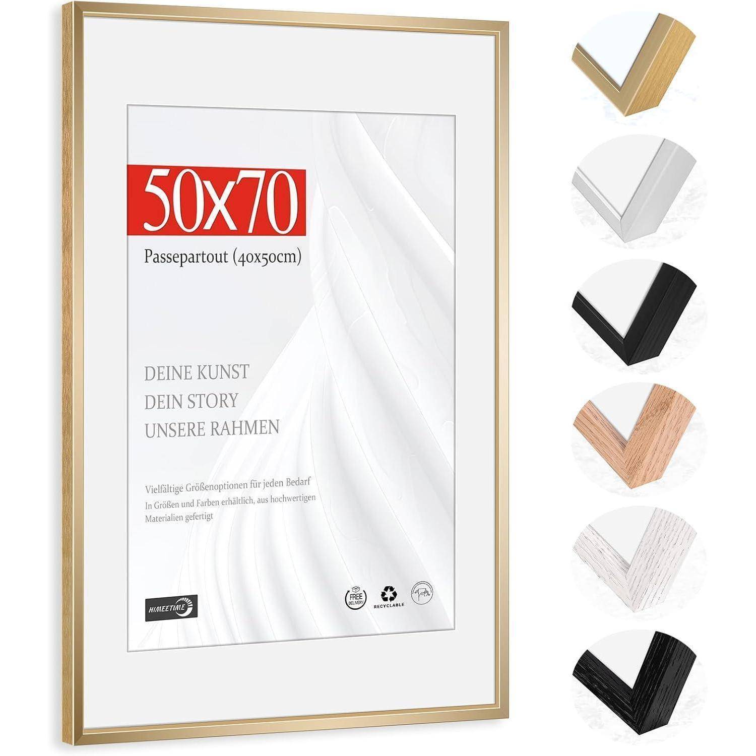 Bilderrahmen Passepartout 40x50cm Alu Champagner Gold 50x70cm 1x