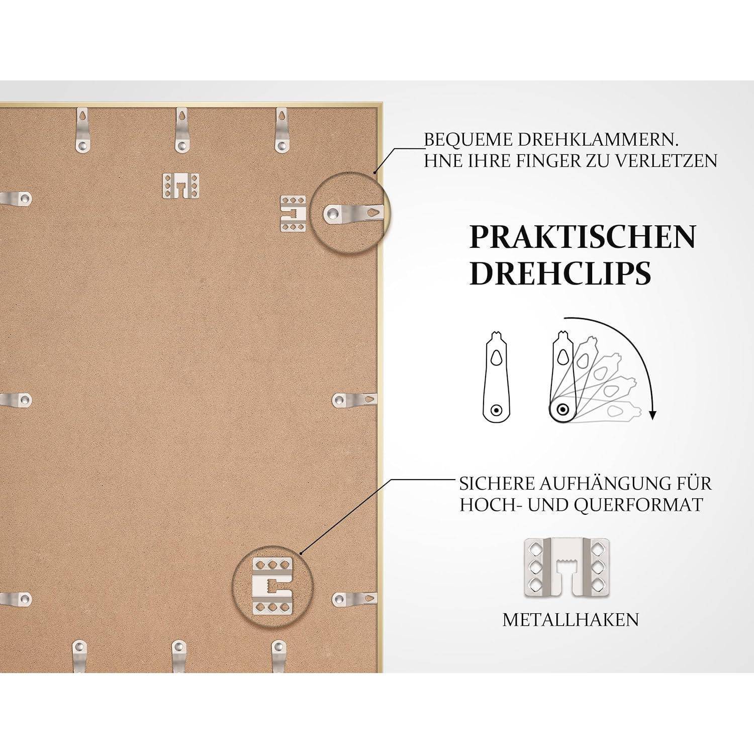 Bilderrahmen Passepartout 40x50cm Alu Champagner Gold 50x70cm 1x