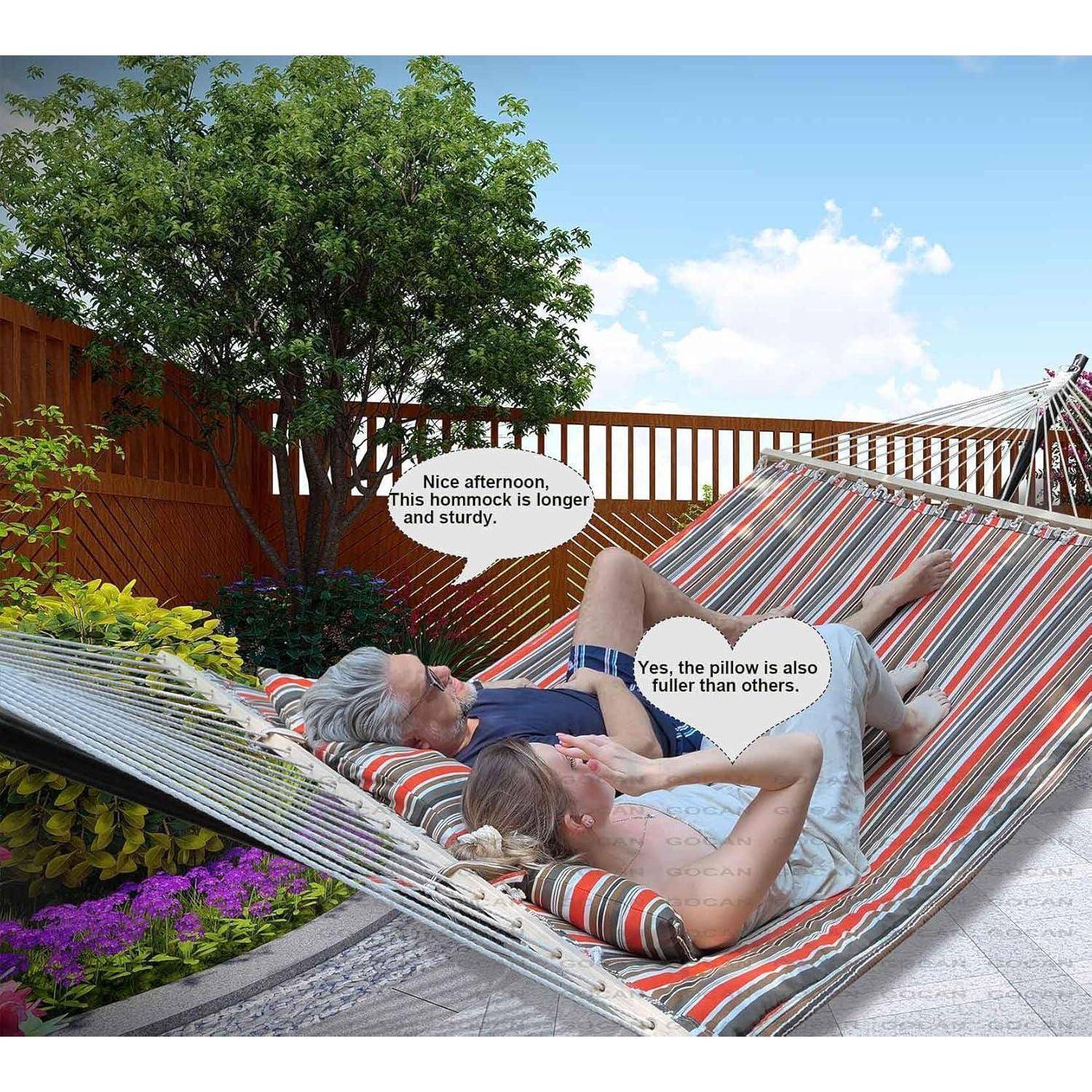 Doppelhängematte Stoff Spreizstangen Innenhof Sonne