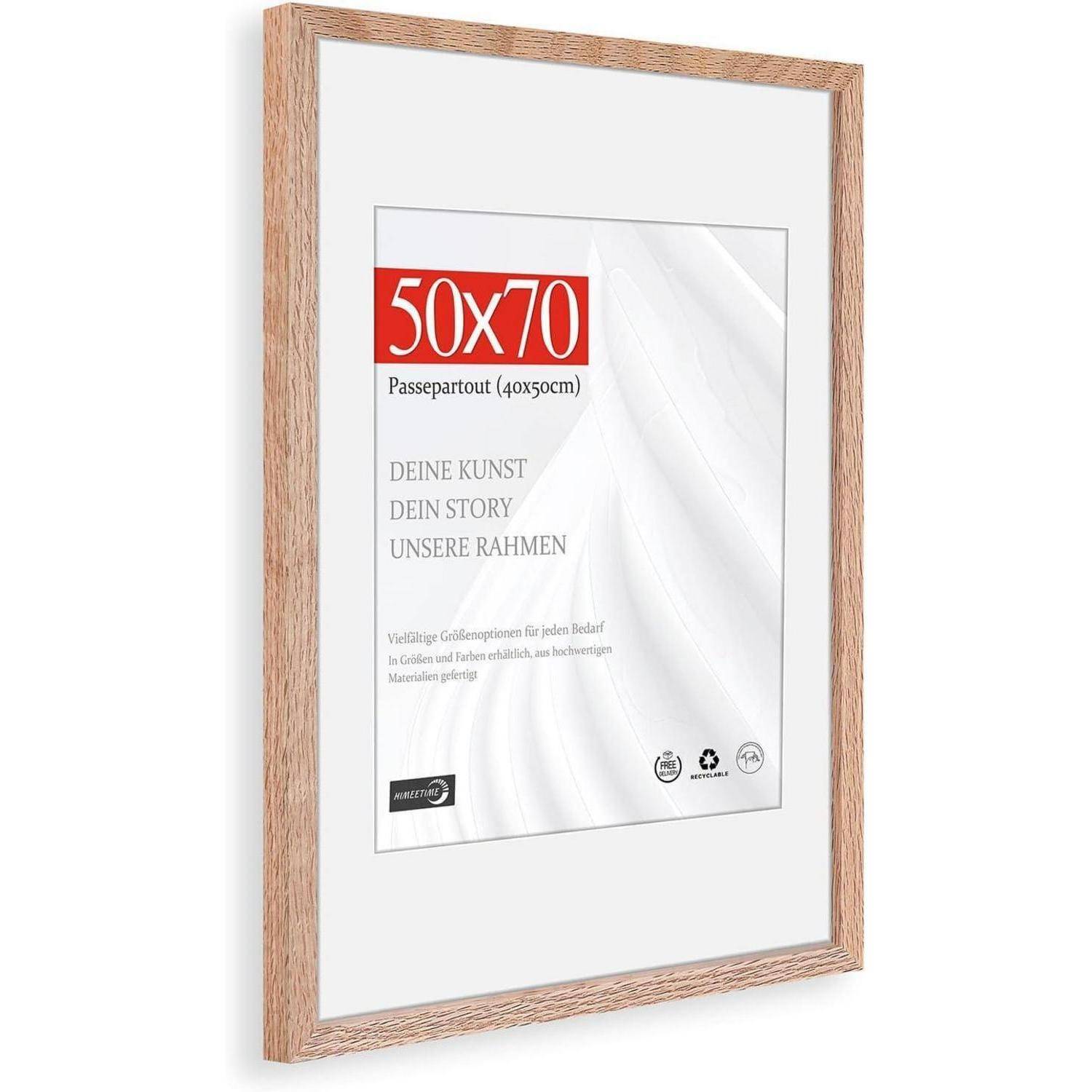 Bilderrahmen 50x70cm Eiche Passepartout Holz | Eiche 50x70cm 1x