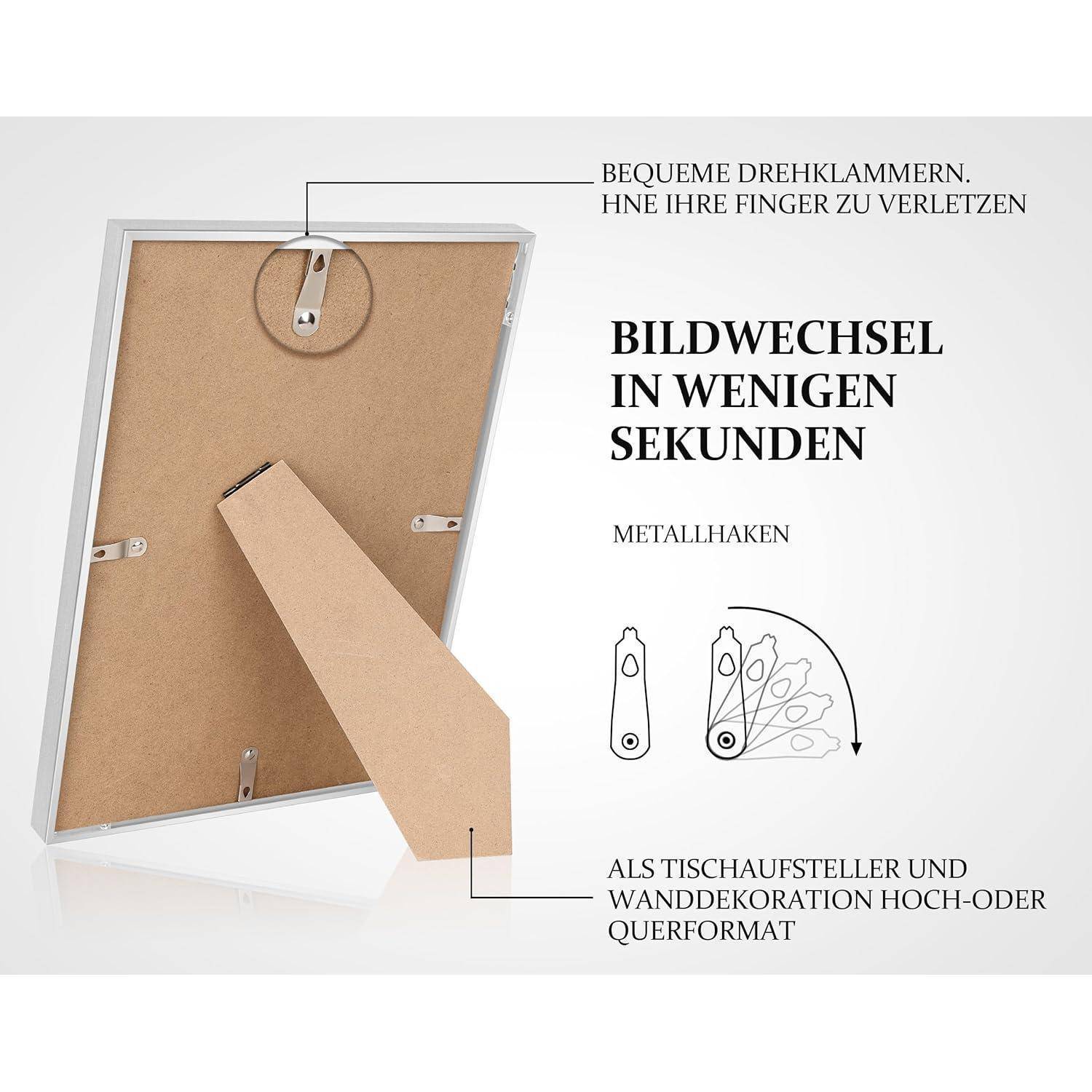 Bilderrahmen A5 14,8x21cm Passepartout Alu | Silber A5(14,8x21cm) 1x