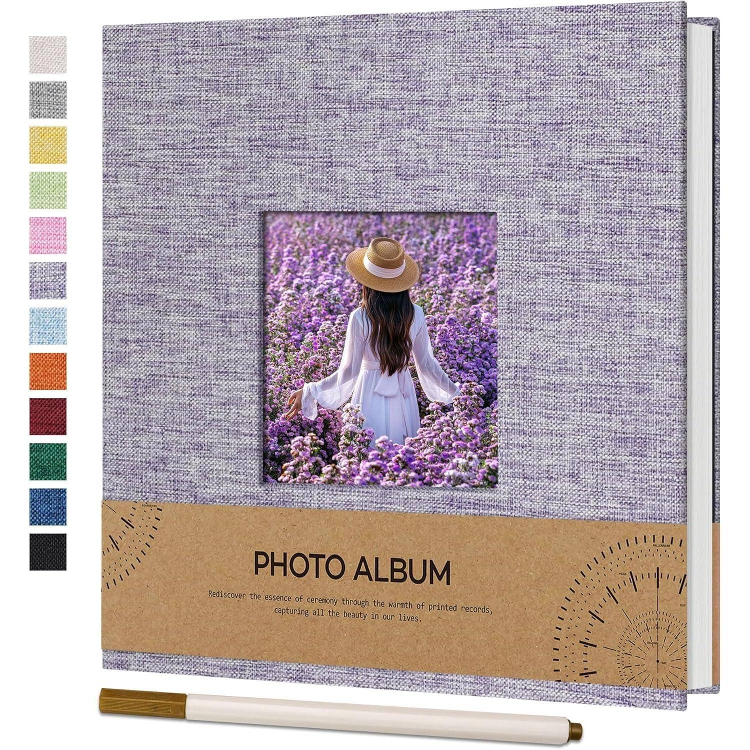 Fotoalbum selbstklebend 10x15 Leinen 17x18 CM 40 Seiten Lila