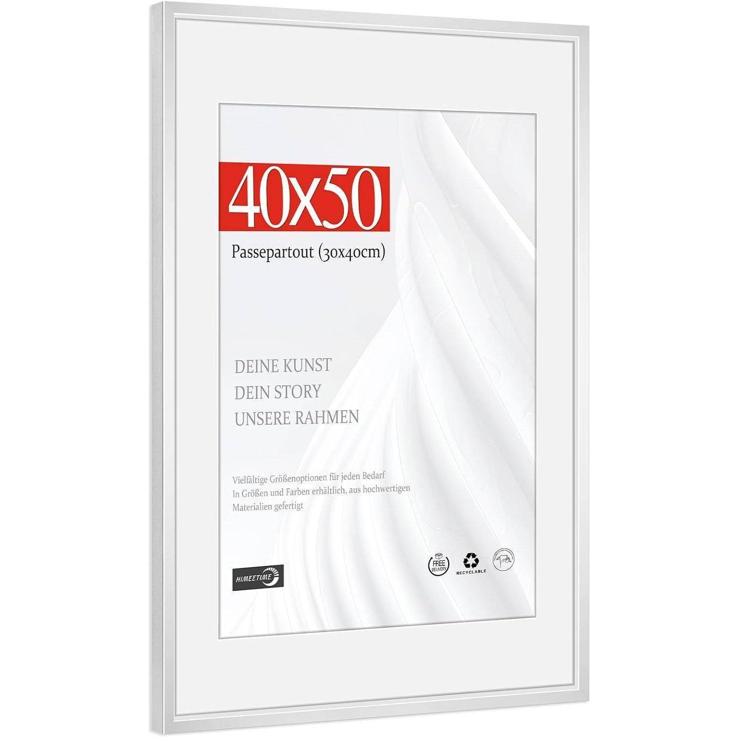 Bilderrahmen 40x50 Passepartout 30x40 Alu | Silber 40x50cm 1x