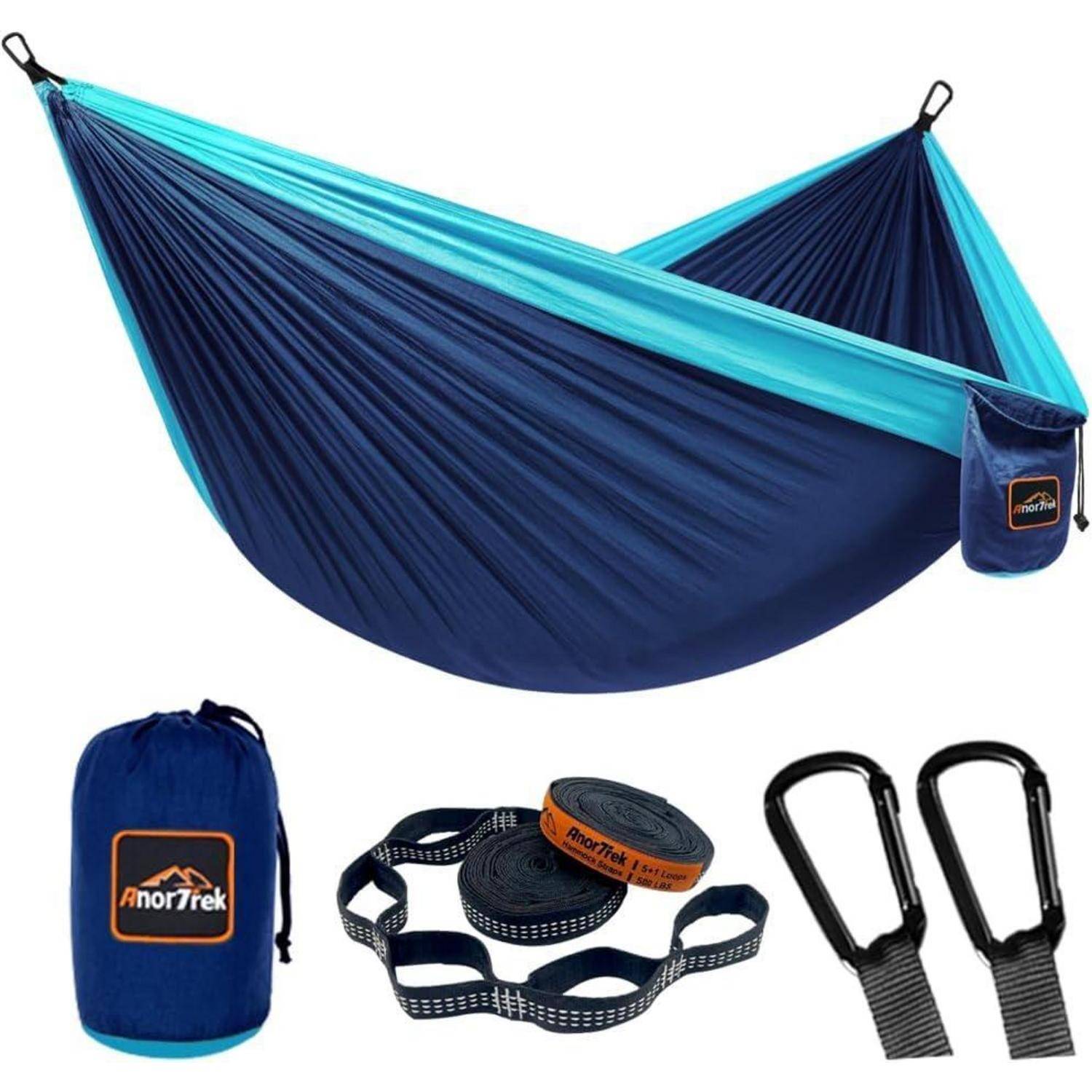 Hängematte Camping Fallschirm Nylon Einzel Blau&amp;navy 280 x 140 cm