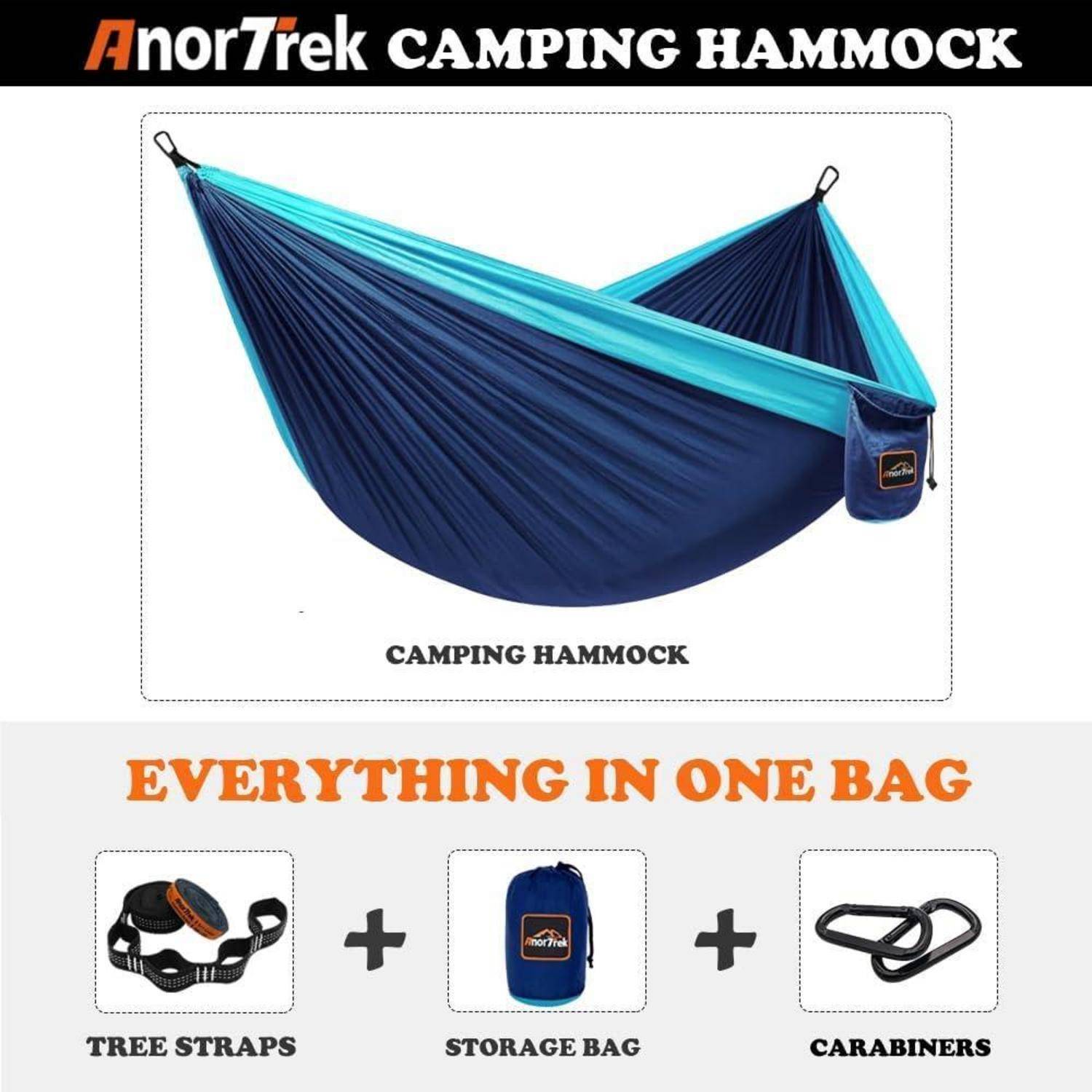 Hängematte Camping Fallschirm Nylon Einzel Blau&amp;navy 280 x 140 cm