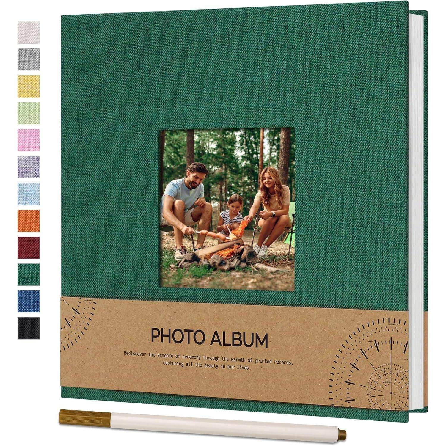 Fotoalbum Selbstklebend 10x15 Leinen 40 17x18 CM 40 Seiten Dunkelgrün