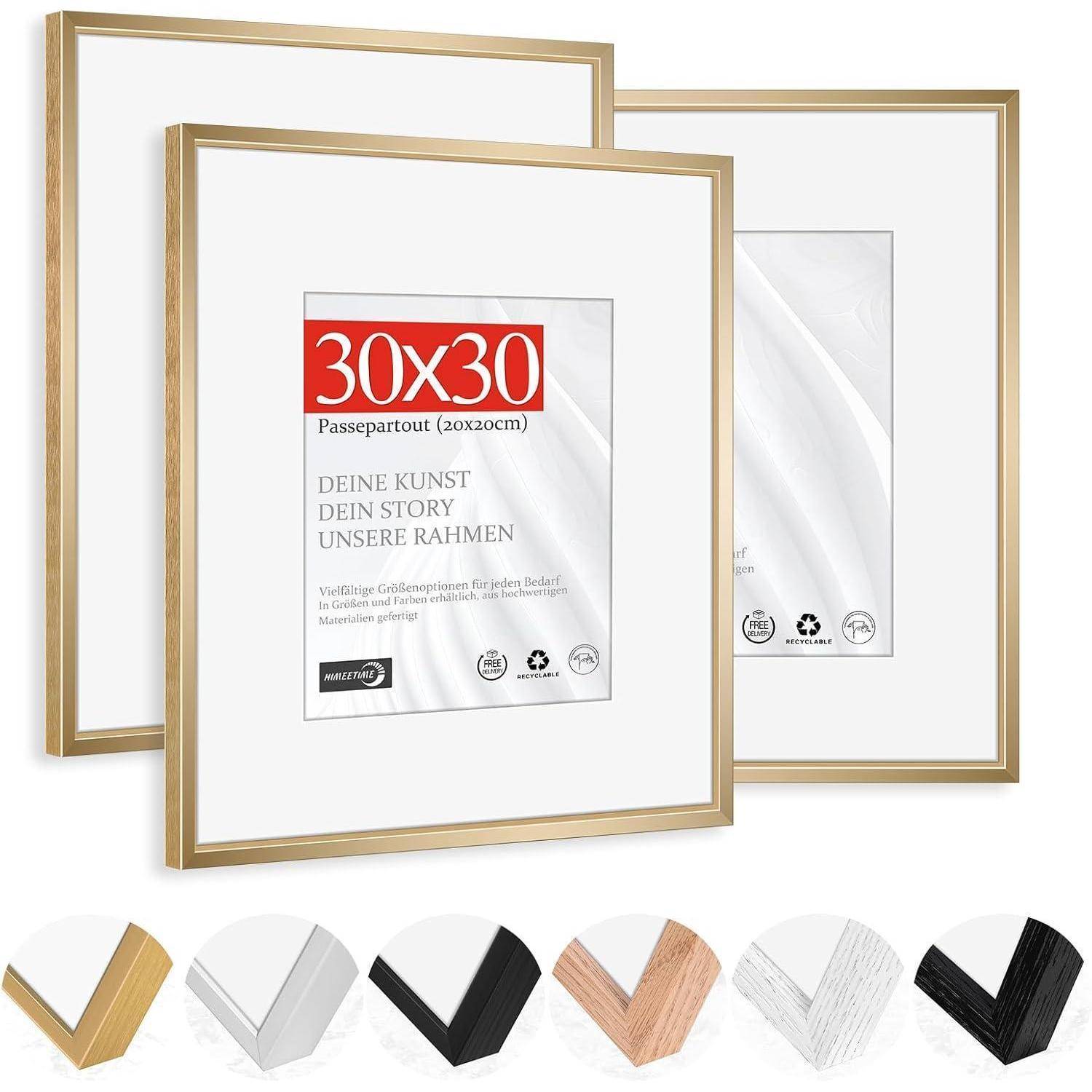 Bilderrahmen 30x30cm 3er Passepartout Alu | Champagner Gold 30x30cm 3x