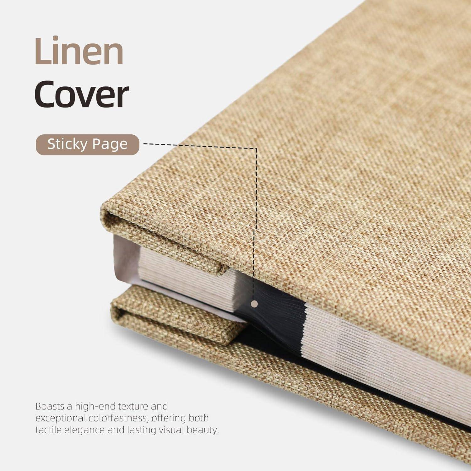 Fotoalbum 10x15 selbstklebend Leinen Hochzeit 28x27cm 40 Seiten Khaki
