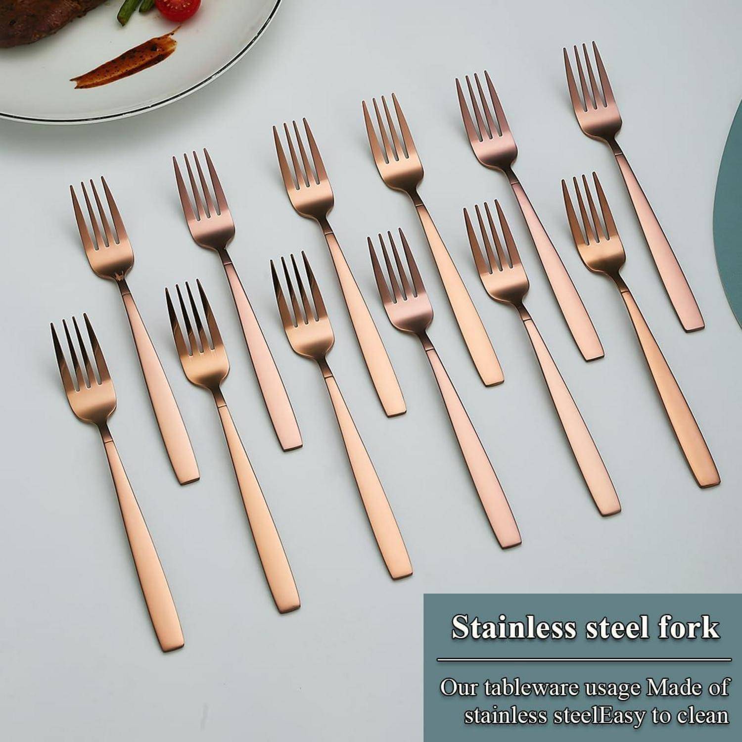 Tafelgabeln Roségold Edelstahl Titanverkupferung 12er Set 5. Roségold