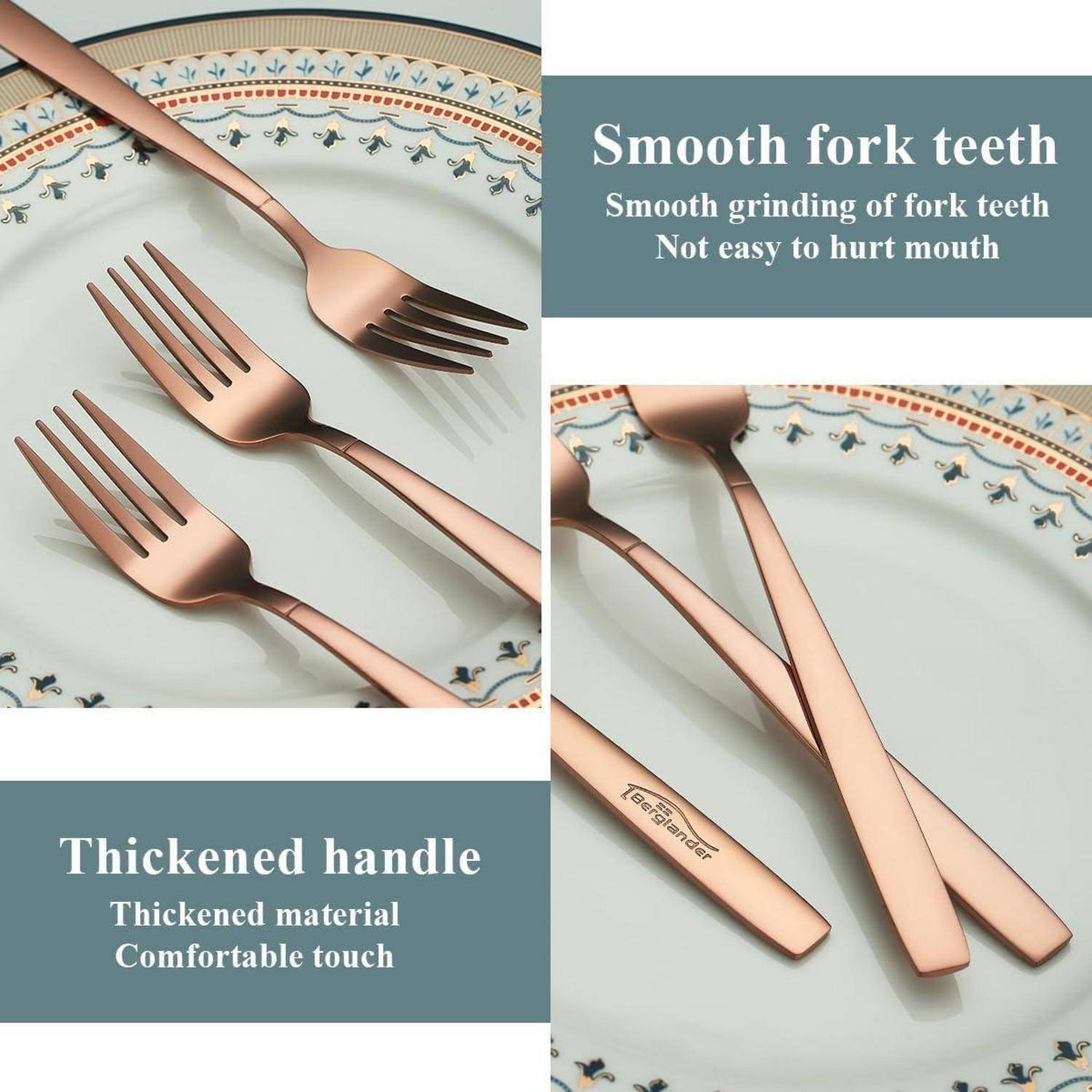 Tafelgabeln Roségold Edelstahl Titanverkupferung 12er Set 5. Roségold