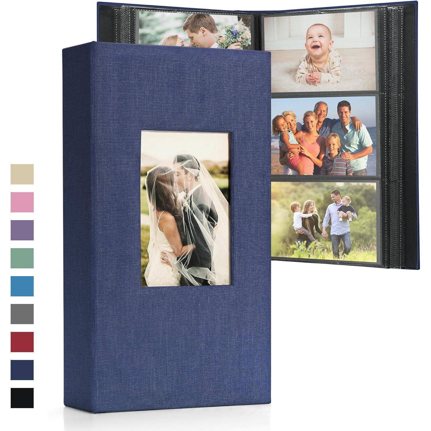 Fotoalbum Einsteckalbum 10x15cm Leinenbindung Schwarz 408 Fotos Blau