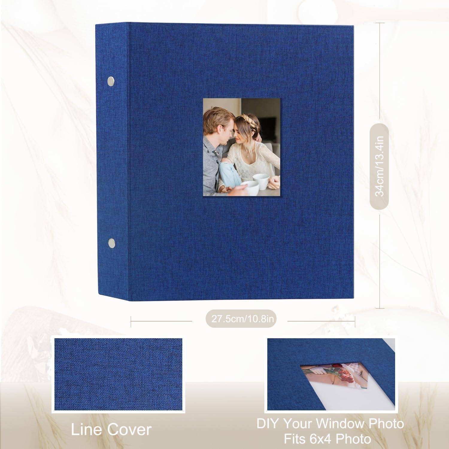 Fotoalbum 10x15 400 Leinen Slipin Vertikal Blau 400 Pockets Blau