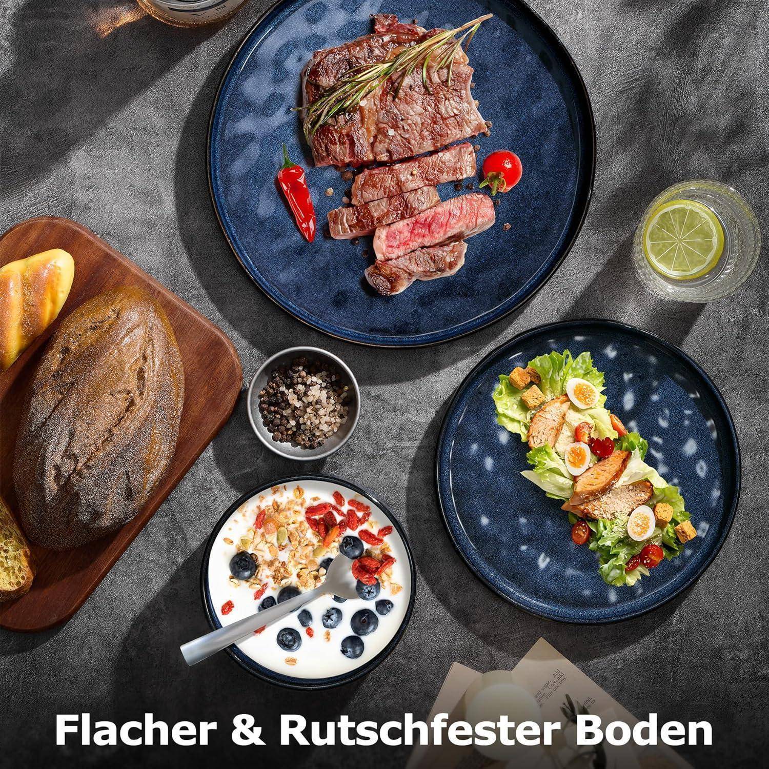 Geschirrset 18teilig Steinzeug Tafelservice 6Personen Galaktisch Blau