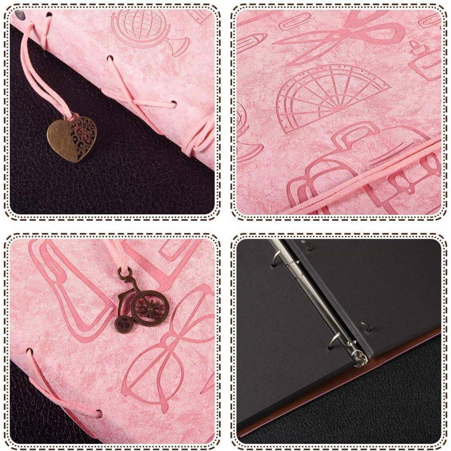 Fotoalbum Leder Scrapbook DIY Schwarze Seiten Klein(22x18CM) Student