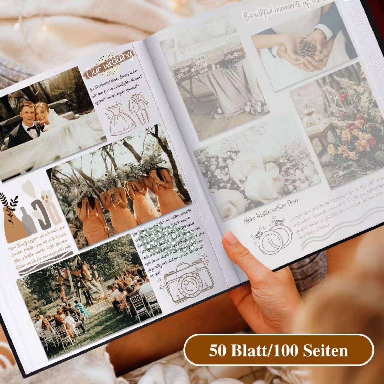 Fotoalbum Großes Leinen Fotobuch 100 Seiten zum Selbstgestalten und
