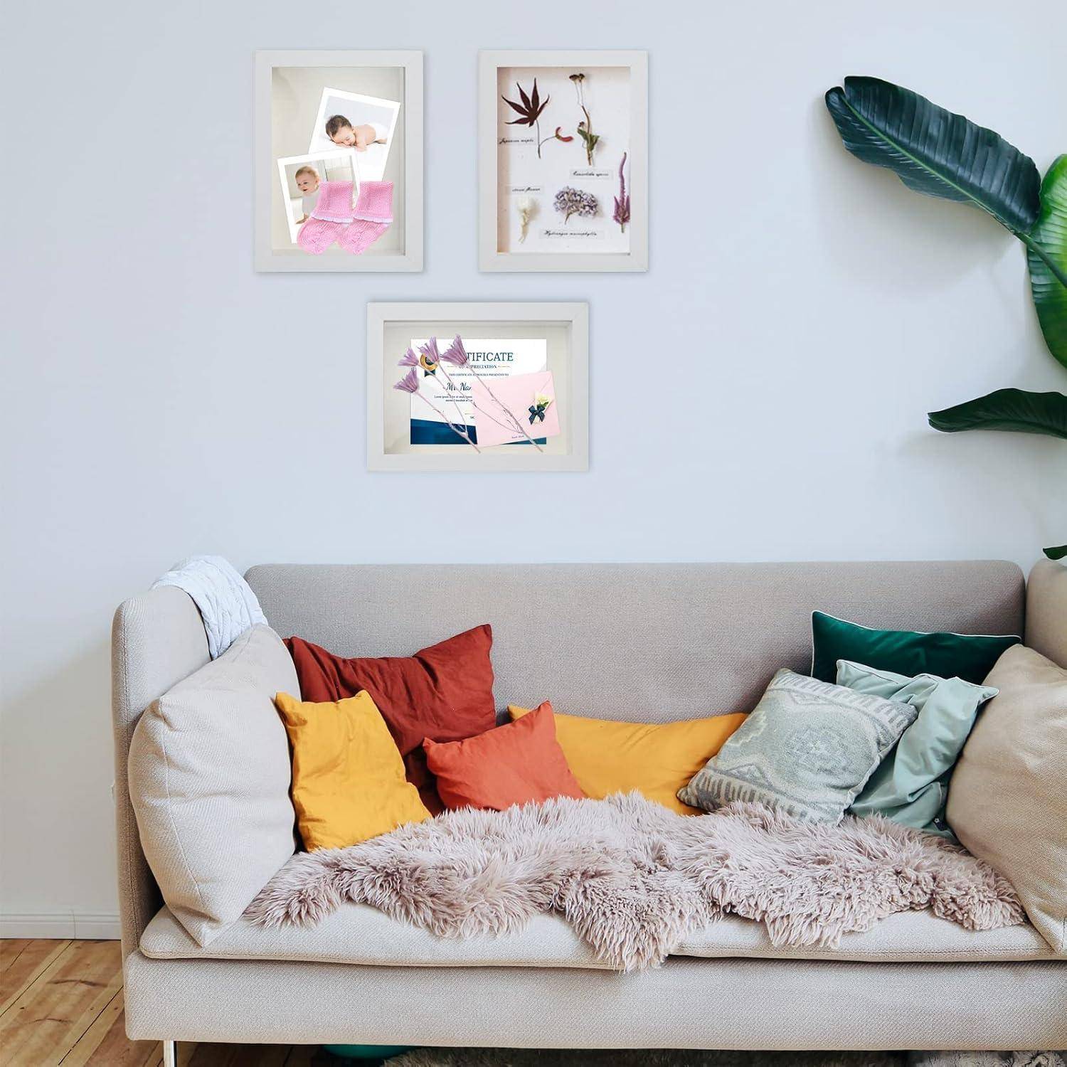 Bilderrahmen 3D Objektrahmen 15x20cm Echtglas Tisch Weiß 2er 15x20 cm