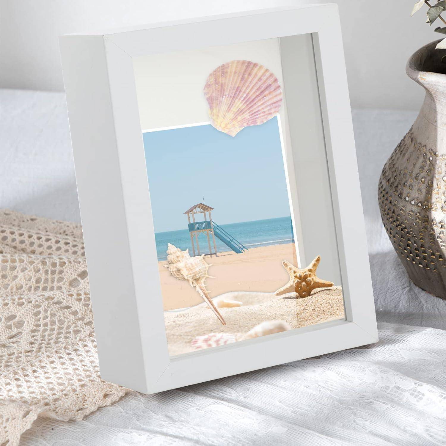 Bilderrahmen 3D Objektrahmen 15x20cm Echtglas Tisch Weiß 2er 15x20 cm