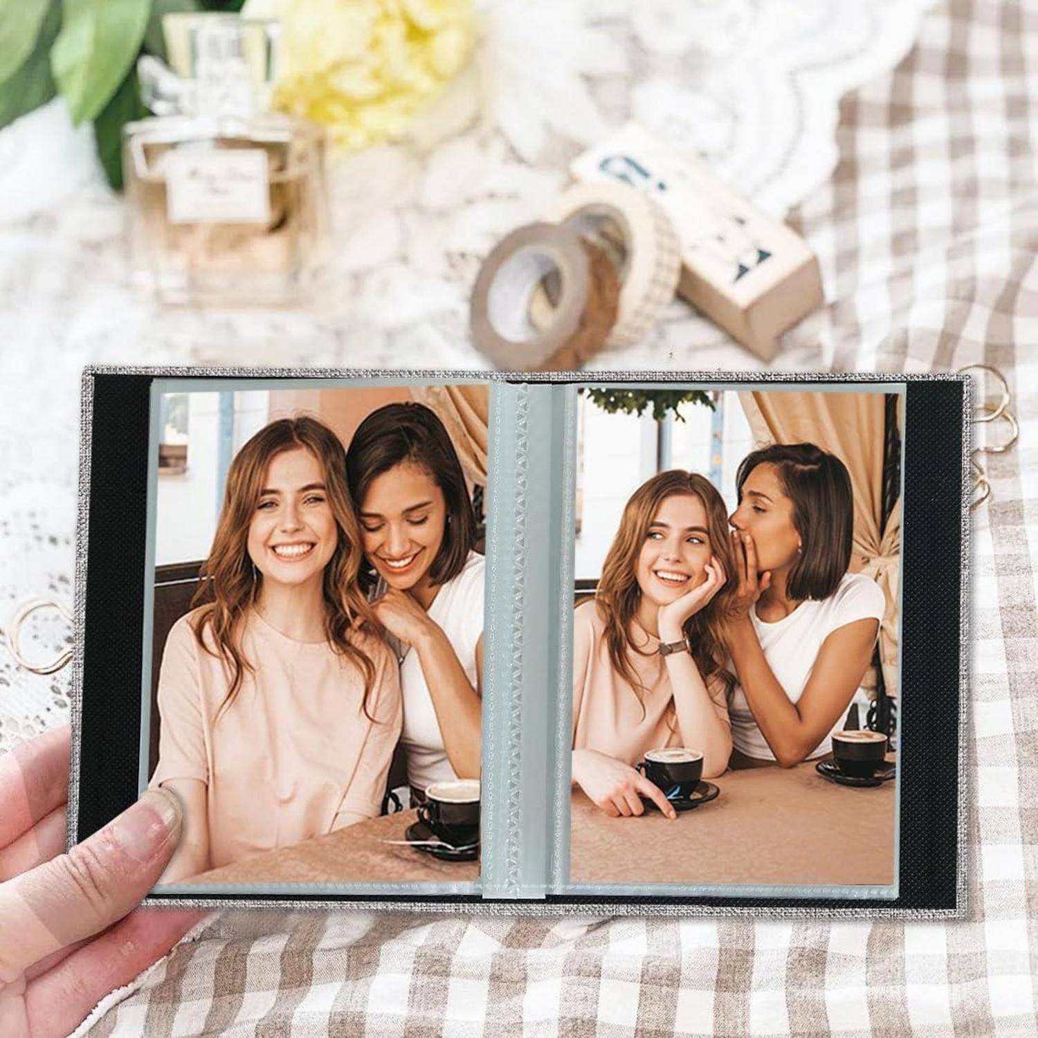 Fotoalbum 10x15 100 Fotos Top Loading Leinen 52 Pockets 2 Packs Grau