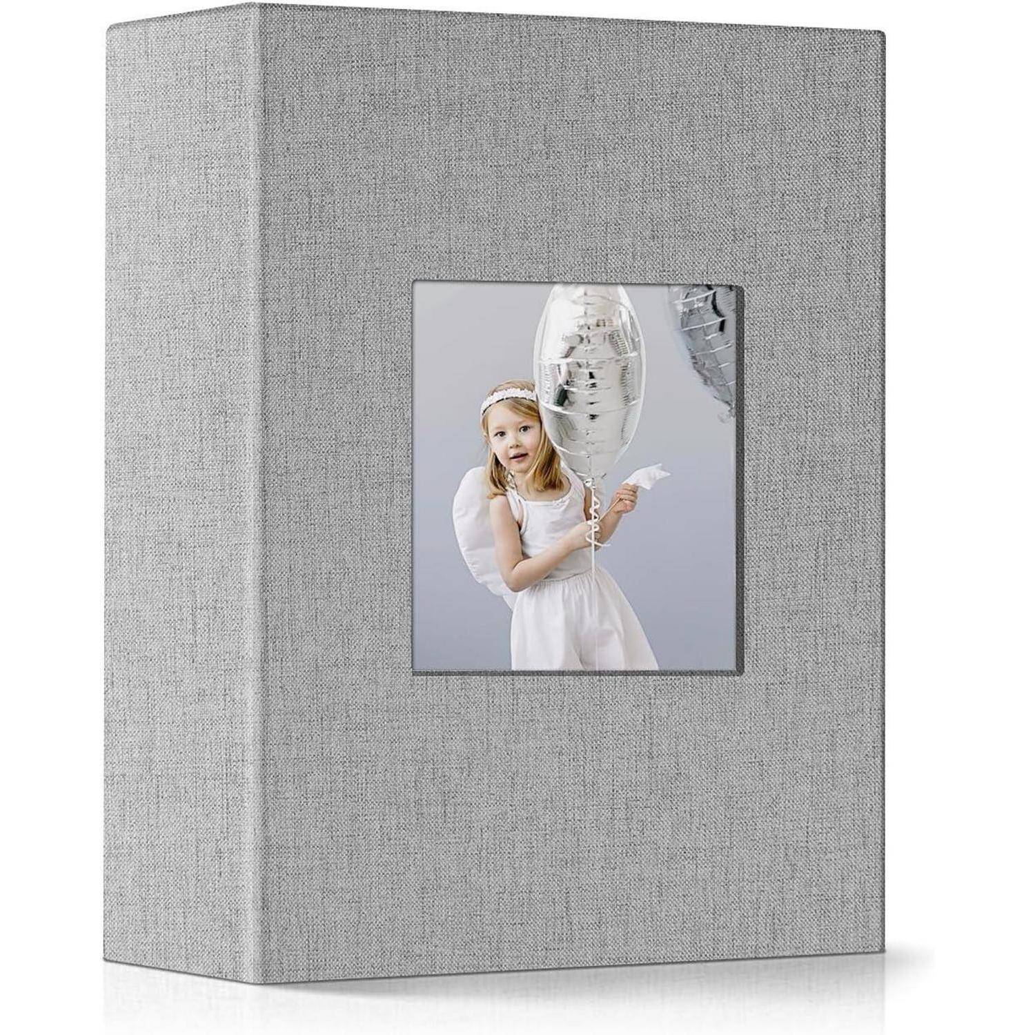 Fotoalbum 10x15 cm Leineneinband 300 Taschen horizontal 100Fotos Grau