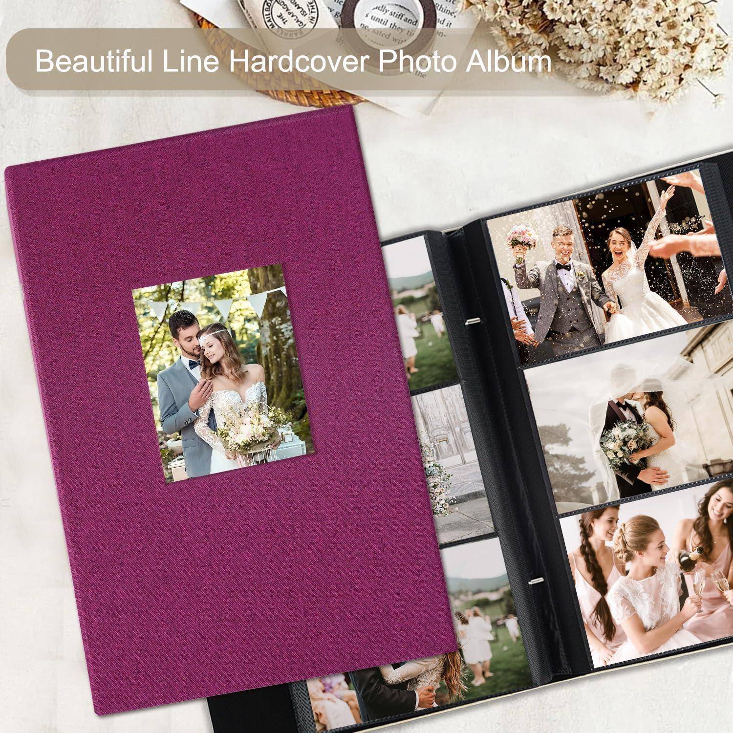 Fotoalbum 10x15 Leinen Slip in horizontal 300 Pockets Violett