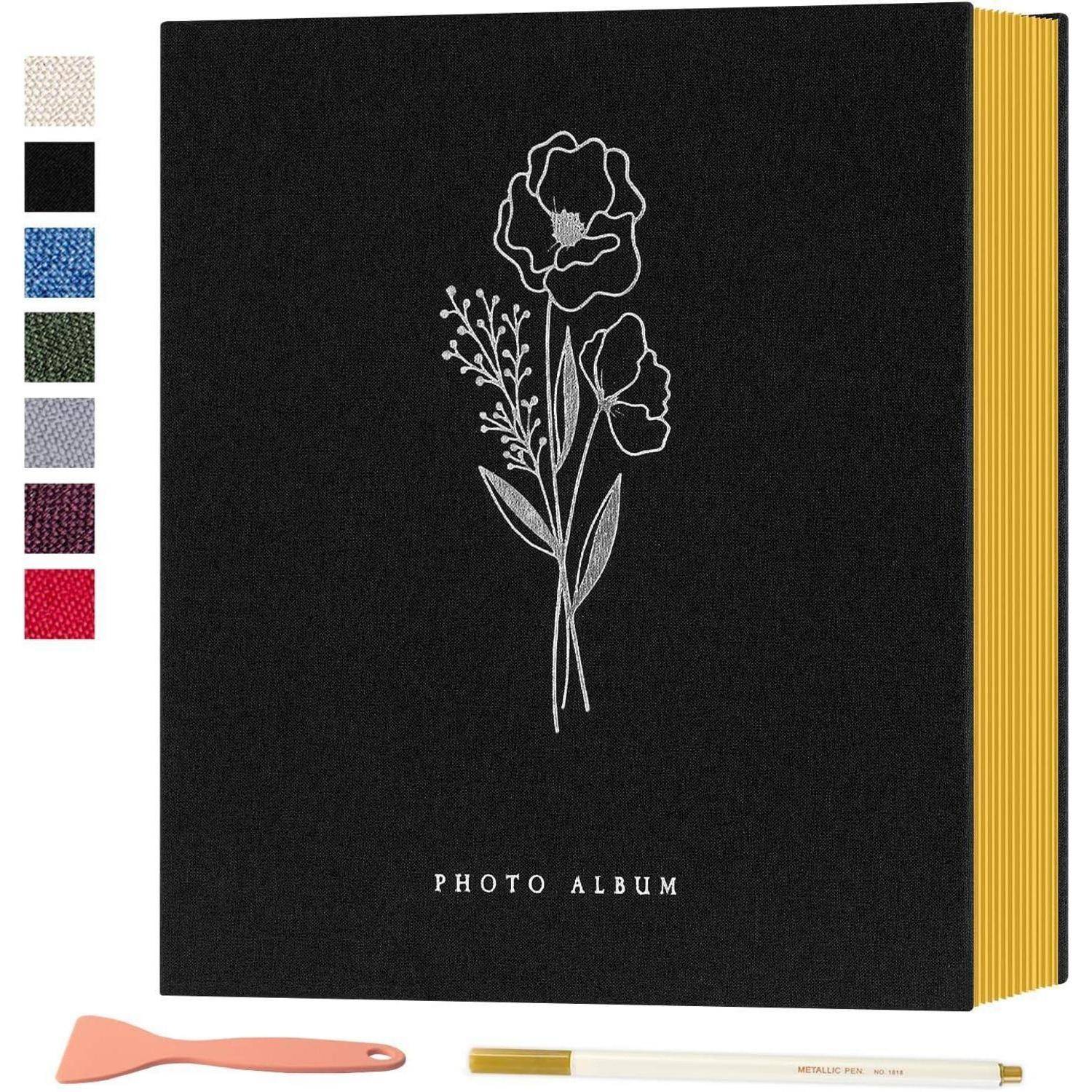 Fotoalbum Selbstklebend Scrapbook 33,5x32,8x6,2 cm, 80 Seiten Schwarz